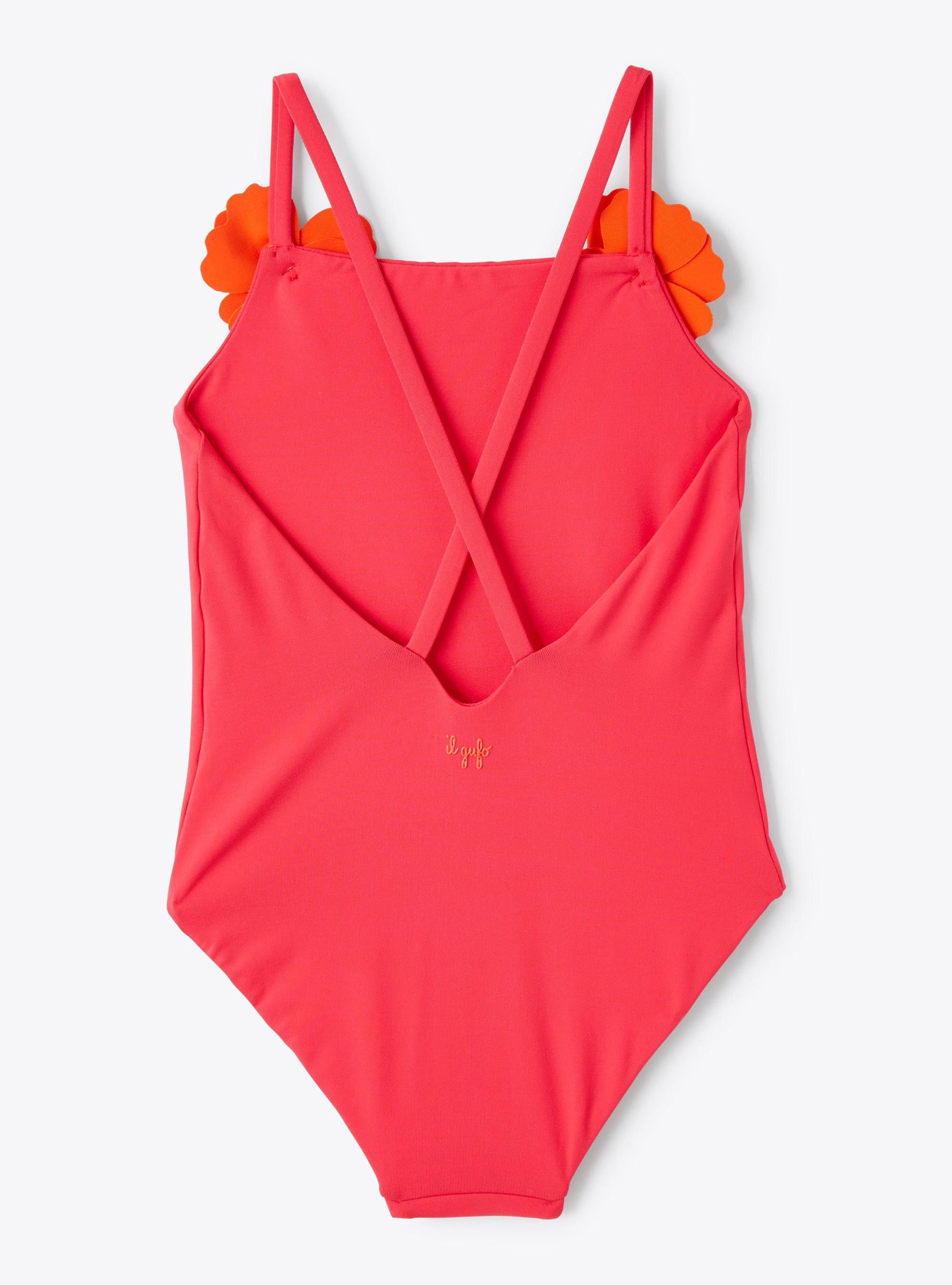 One-piece swimsuit with appliquéd flowers - Red | Il Gufo
