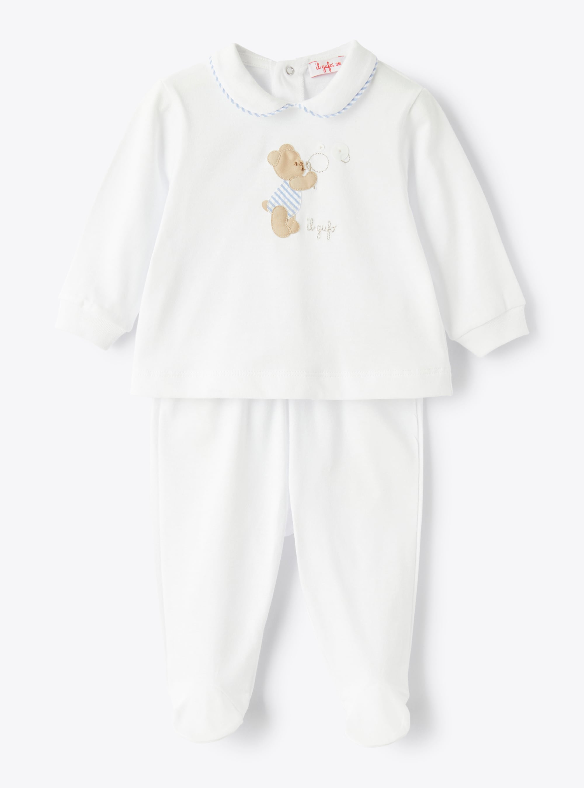 Two-piece babysuit for baby boys with teddy-bear detail - COMPLETO DUE PEZZI - Il Gufo