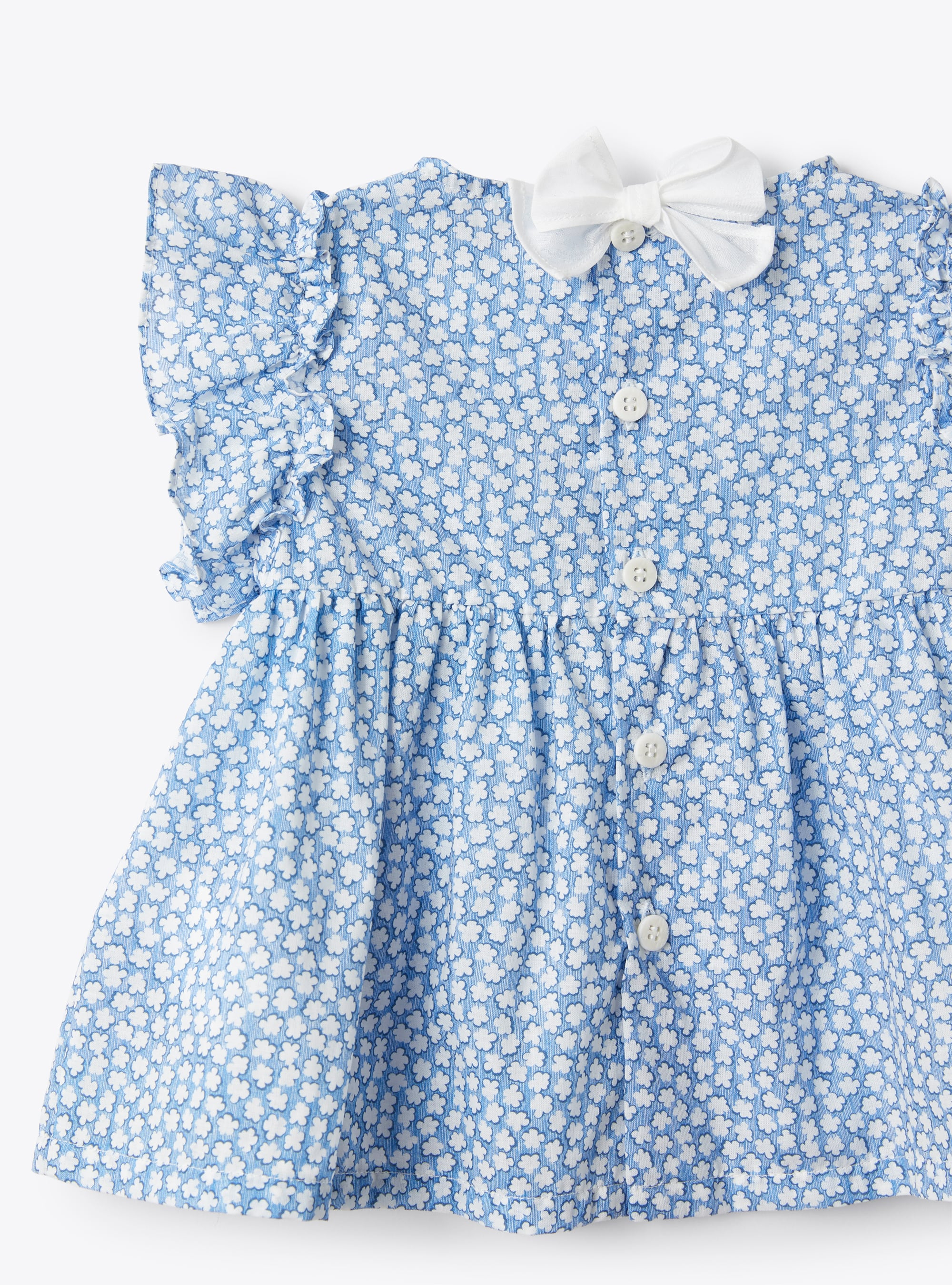 Two-piece set for baby girls with a floral print - Blue | Il Gufo