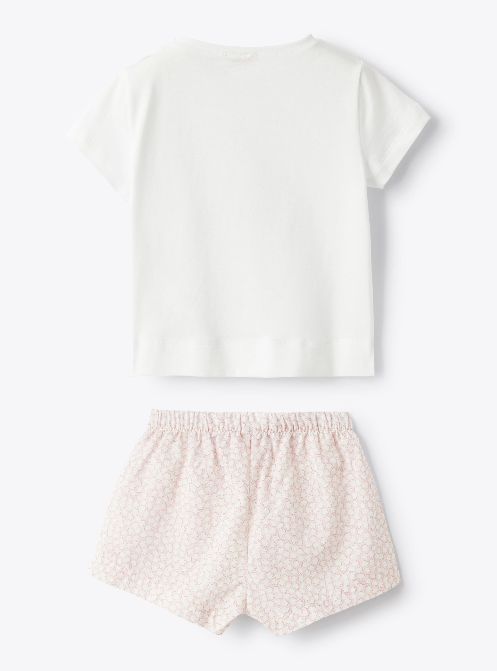 Two-piece set for baby girls with micro-floral-patterned shorts - Pink | Il Gufo