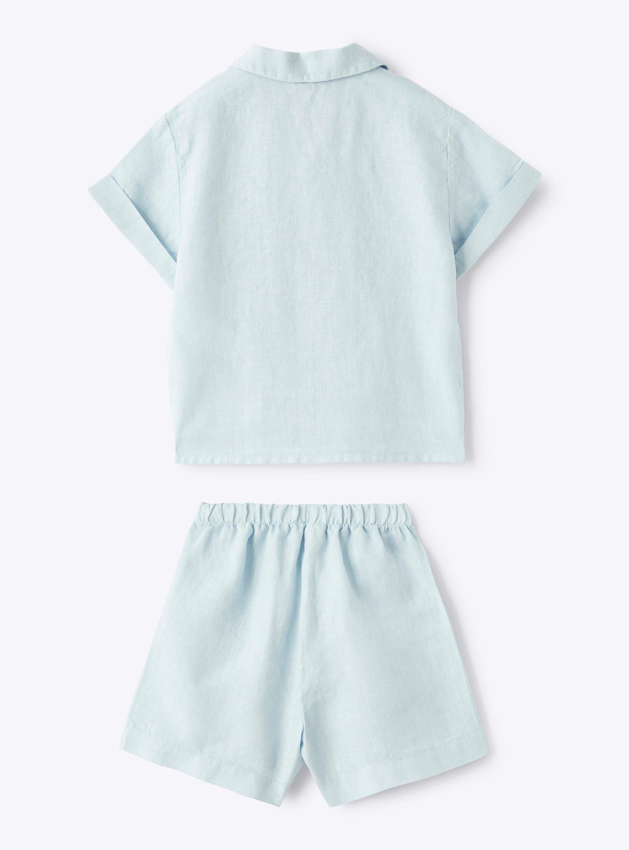 Комплект из двух предметов из льна бледно-василькового цвета для новорожденного - Светло-синий | Il Gufo