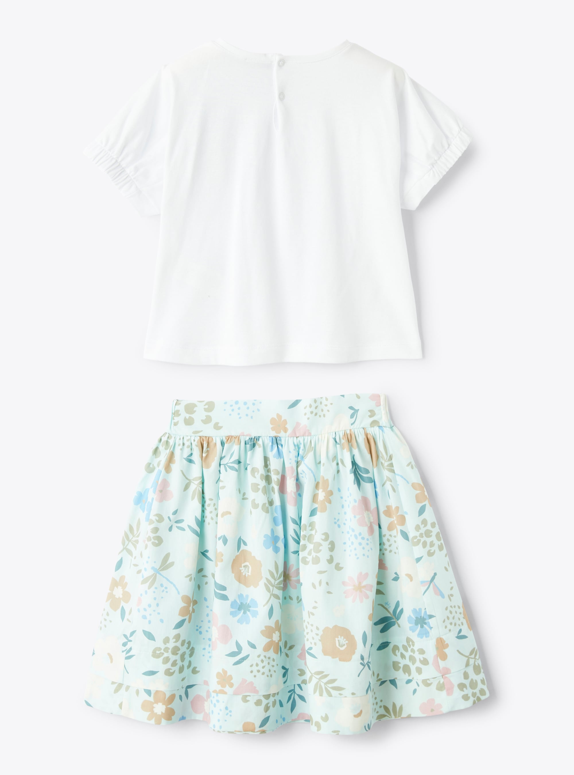 Two-piece set with a skirt in an exclusive print - Light blue | Il Gufo