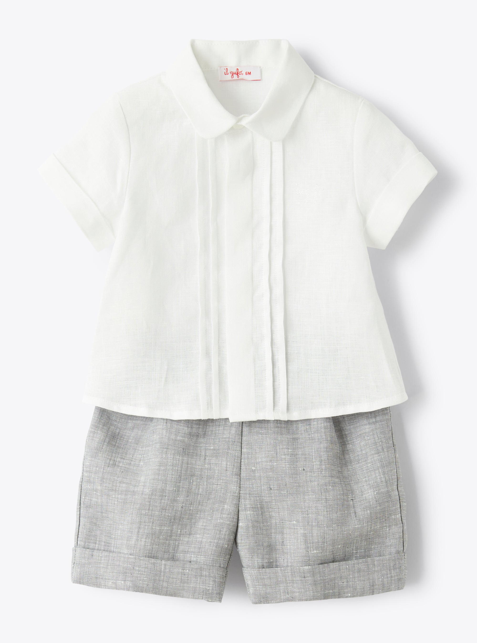Two-piece set in linen for baby boys - COMPLETO DUE PEZZI - Il Gufo