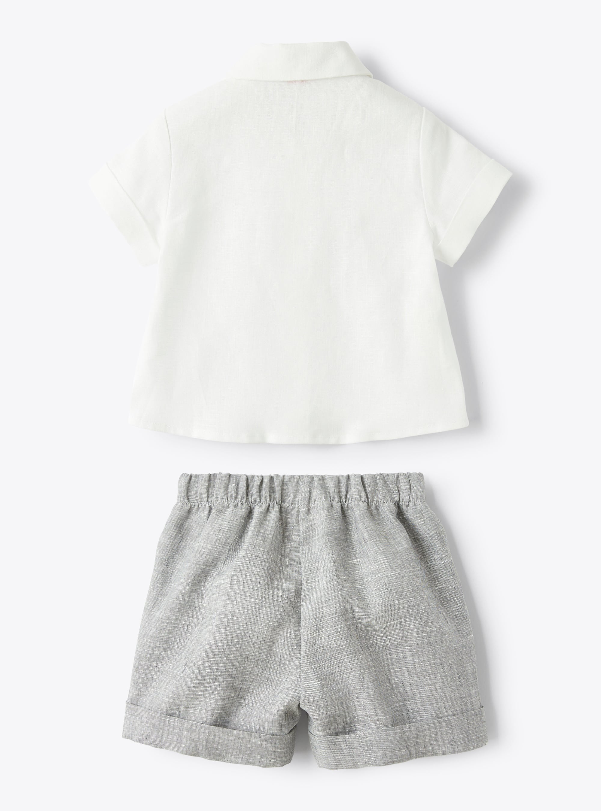 Two-piece set in linen for baby boys - Grey | Il Gufo