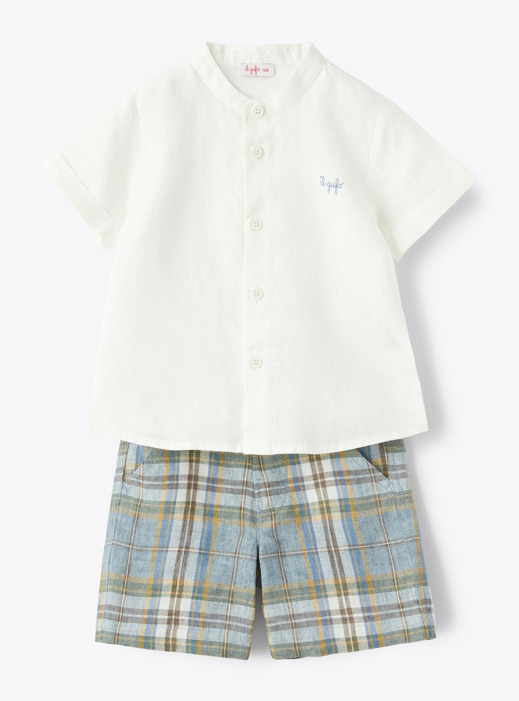 Two-piece set for baby boys with Madras-patterned trousers - COMPLETO DUE PEZZI - Il Gufo