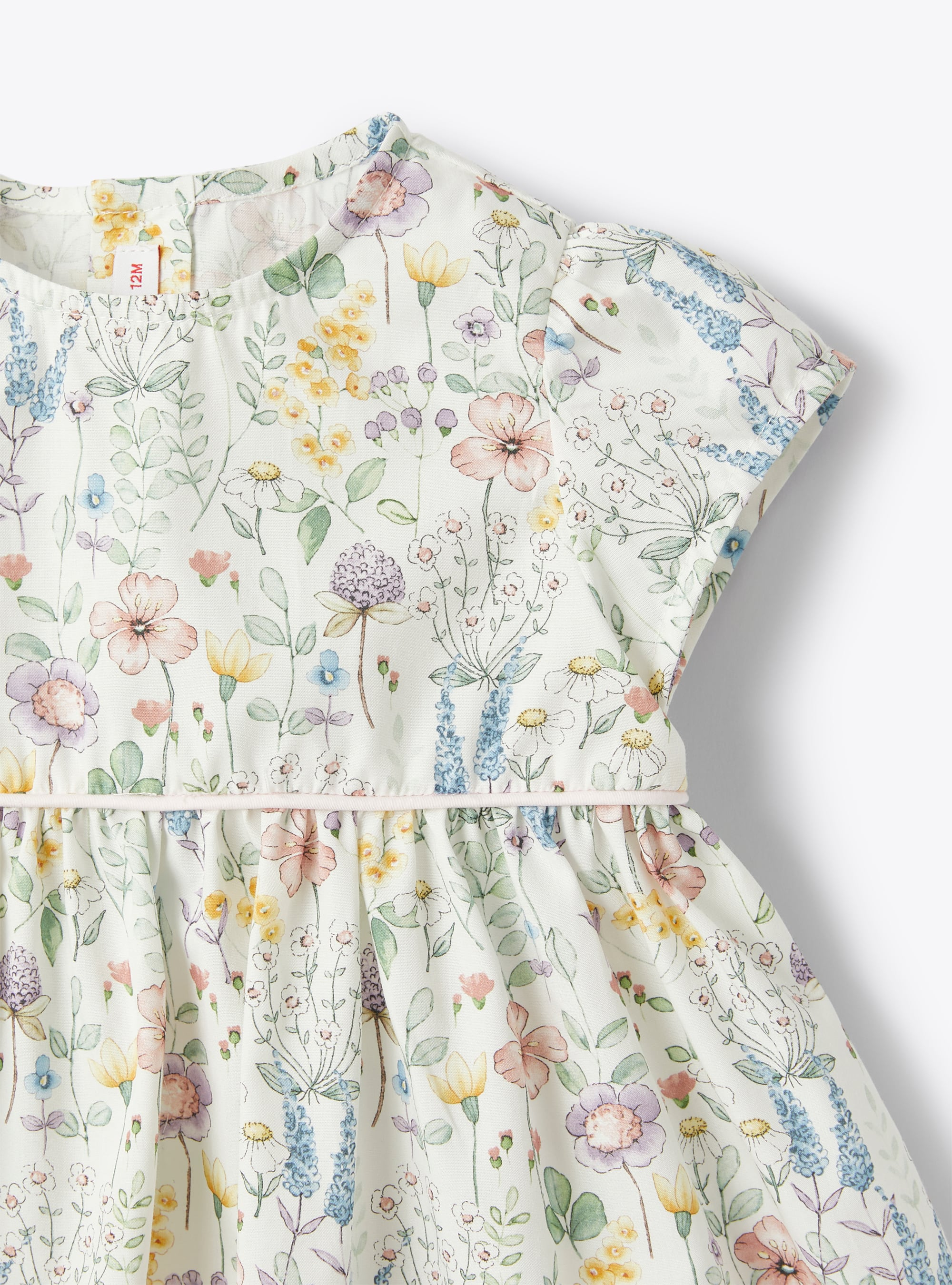 Two-piece set for baby girls in floral-printed organic cotton - Green | Il Gufo