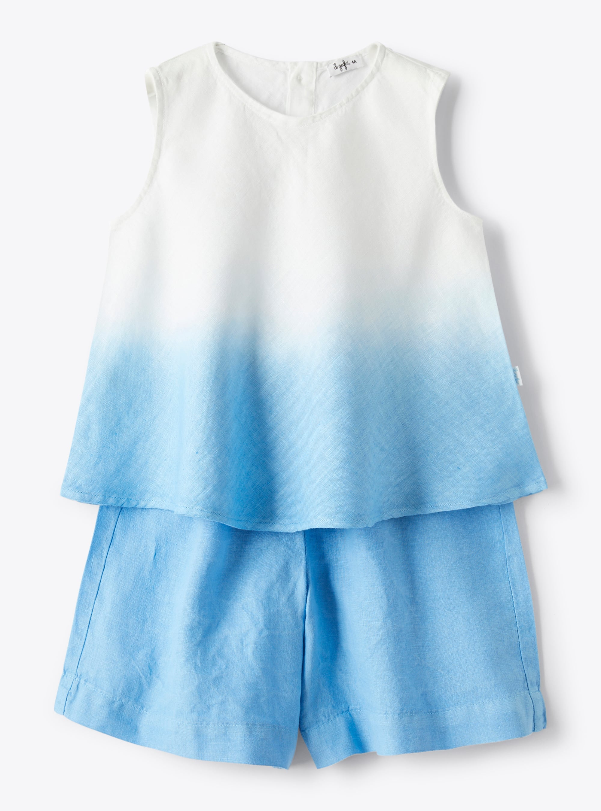 Two-piece set in nuanced sky-blue linen - Two-piece sets - Il Gufo