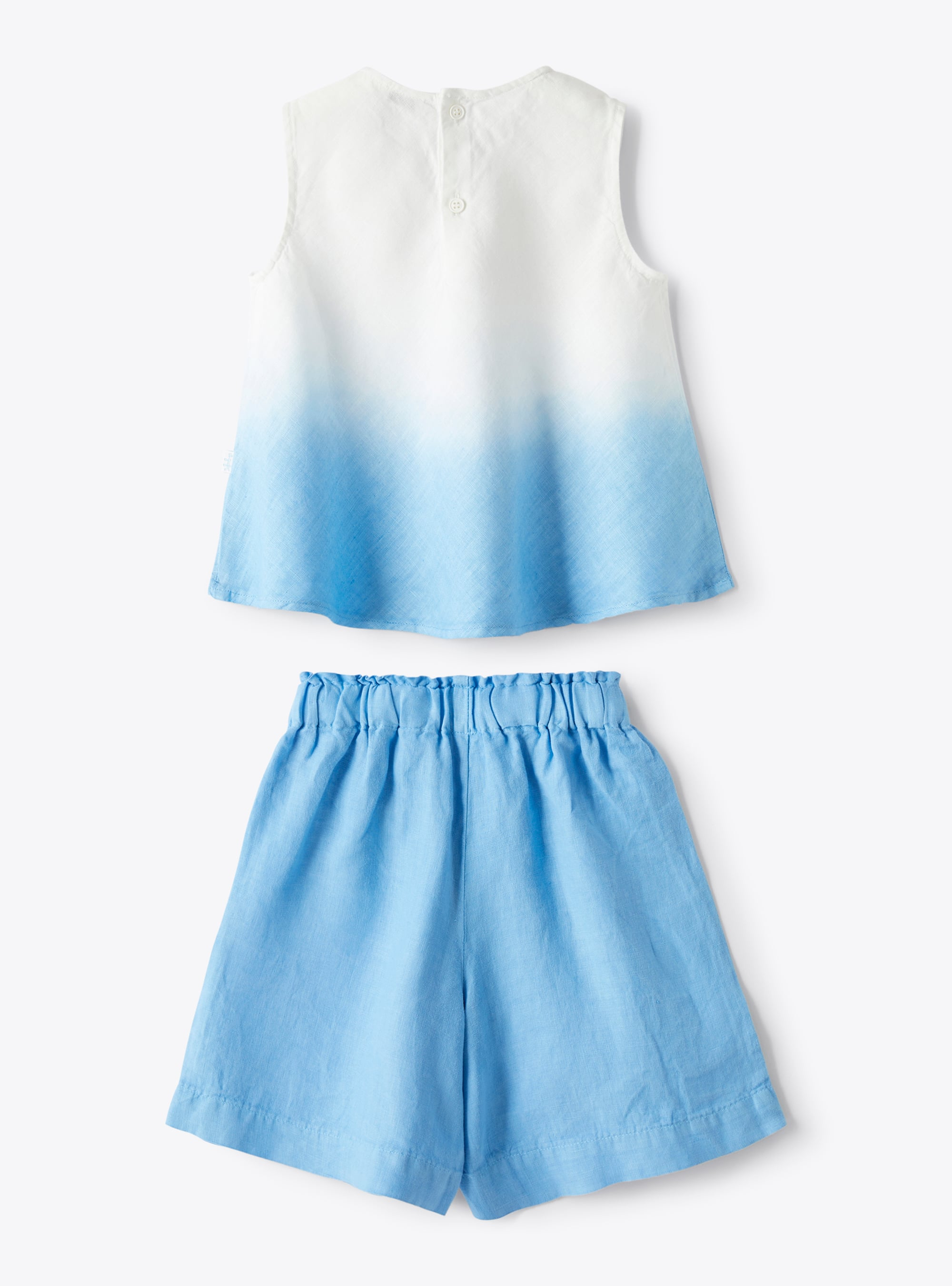 Two-piece set in nuanced sky-blue linen - Brown | Il Gufo