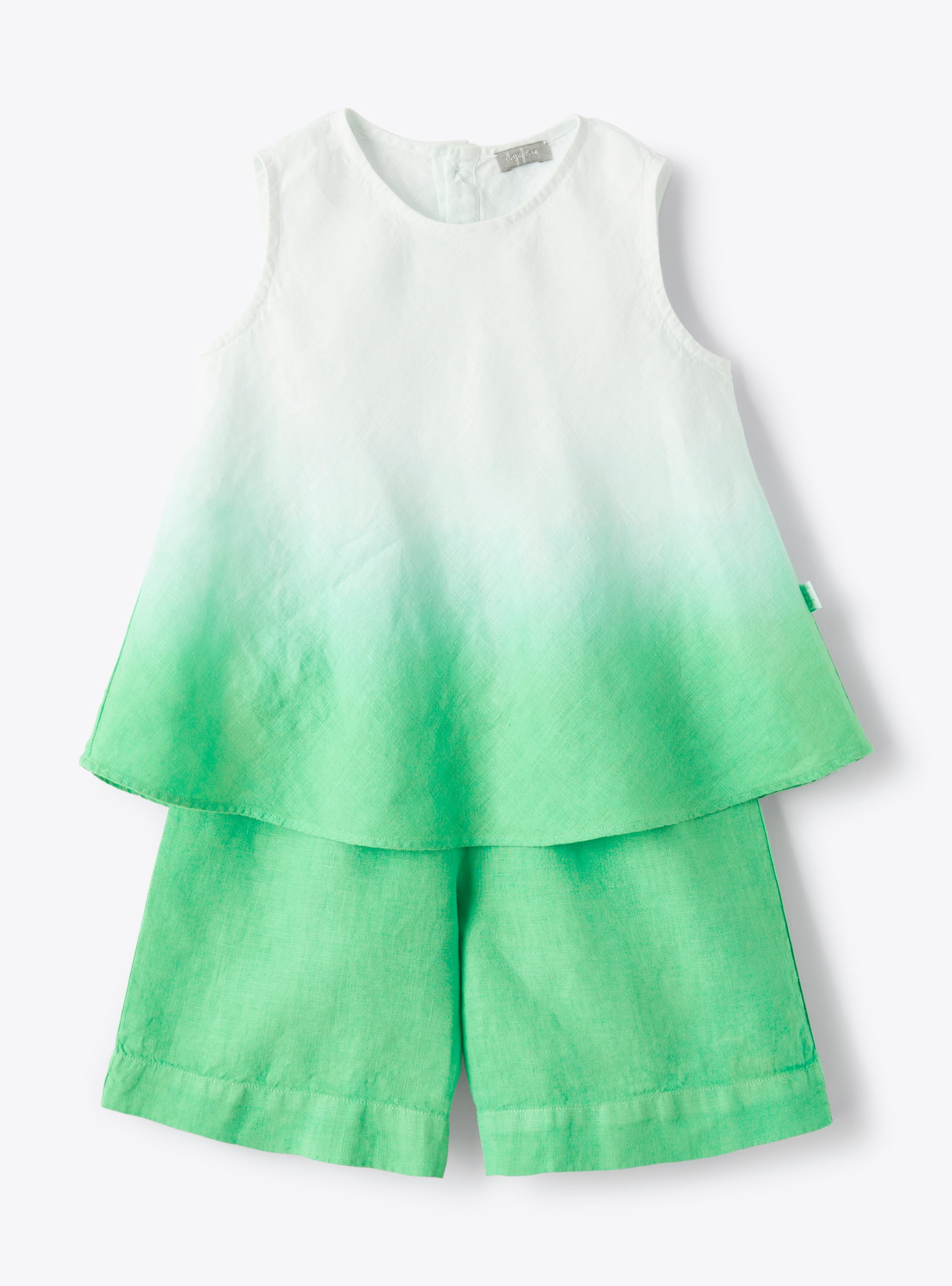 Two-piece set in linen with lime-green gradient colour - Green | Il Gufo