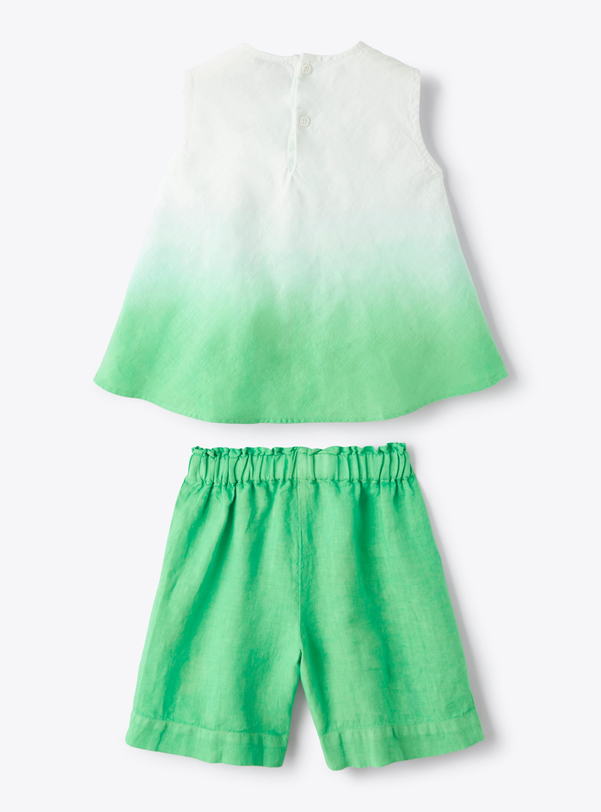 Zweiteiliges Set aus Leinen mit limegrün nuancierter Färbung - Grün | Il Gufo
