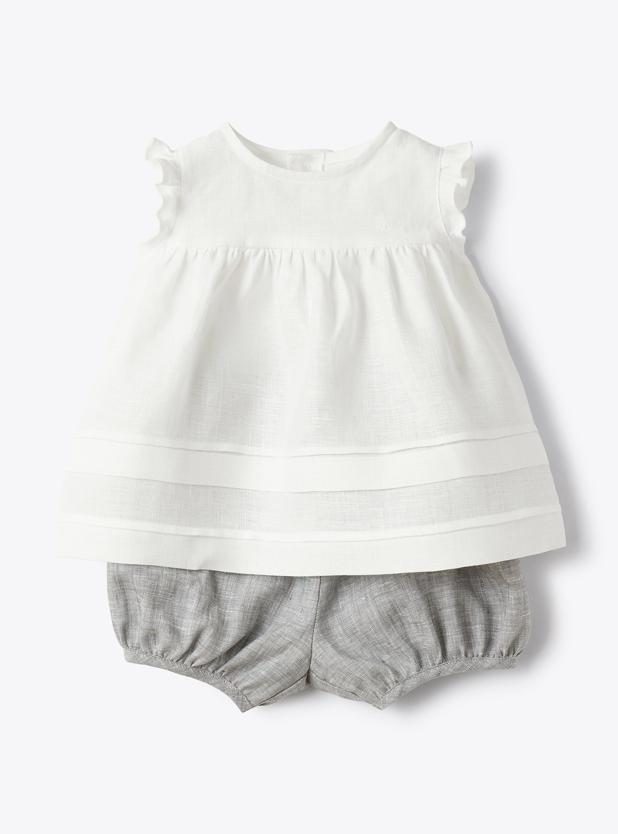 Two-piece set in linen for baby girls - COMPLETO DUE PEZZI - Il Gufo