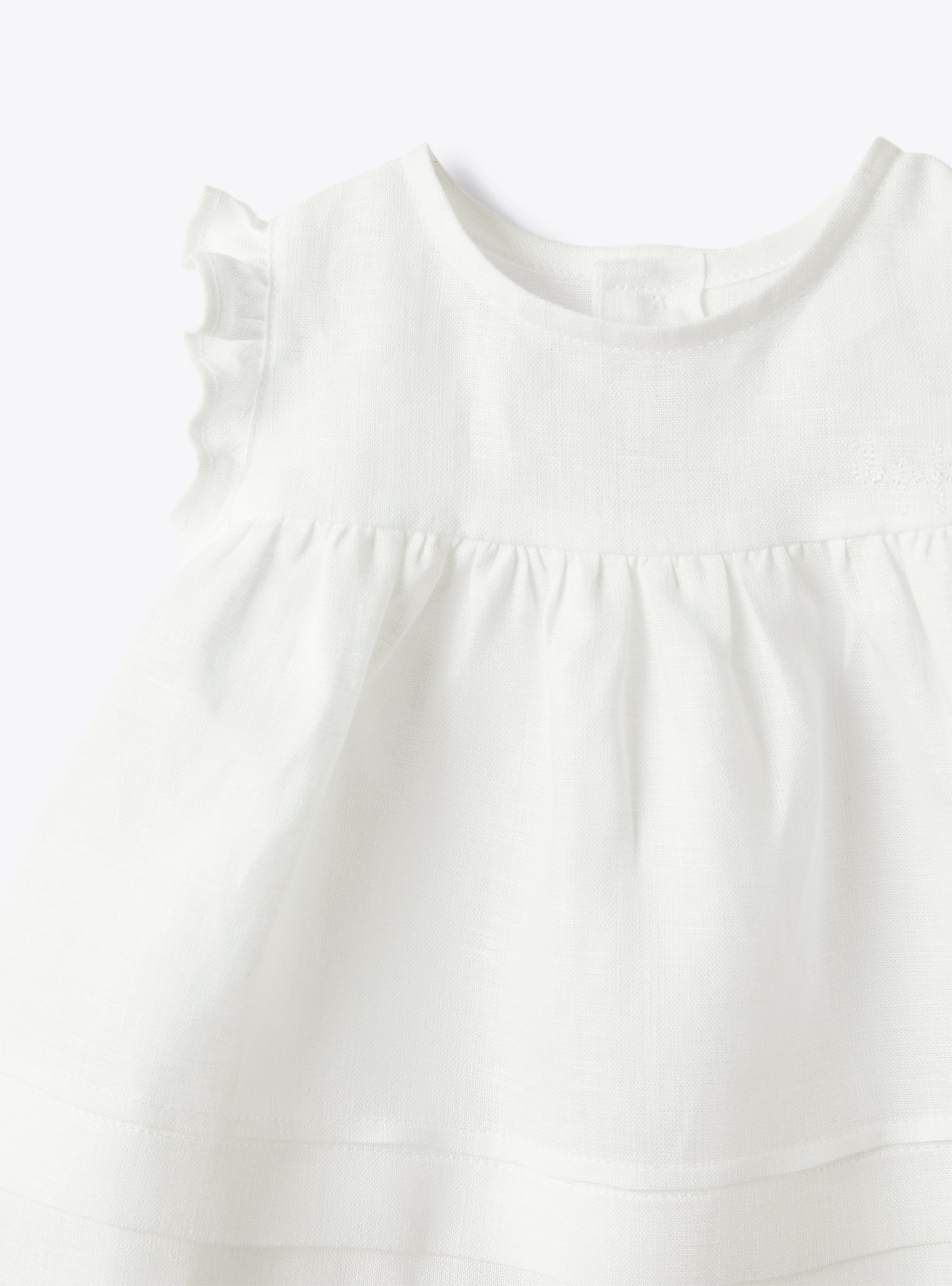 Completo due pezzi da neonata in lino - Bianco | Il Gufo