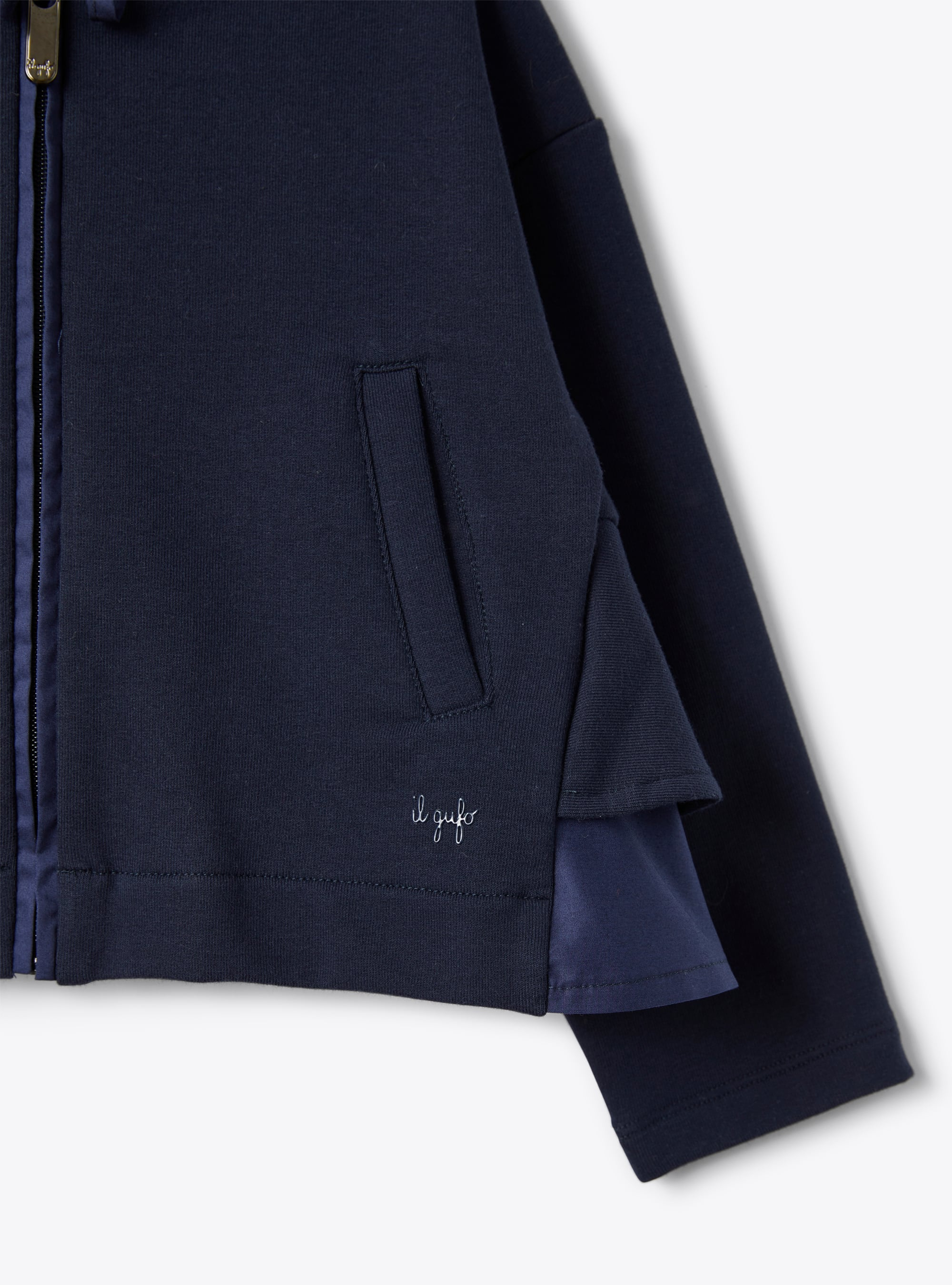 Jacket in blue stretch fleece - Blue | Il Gufo