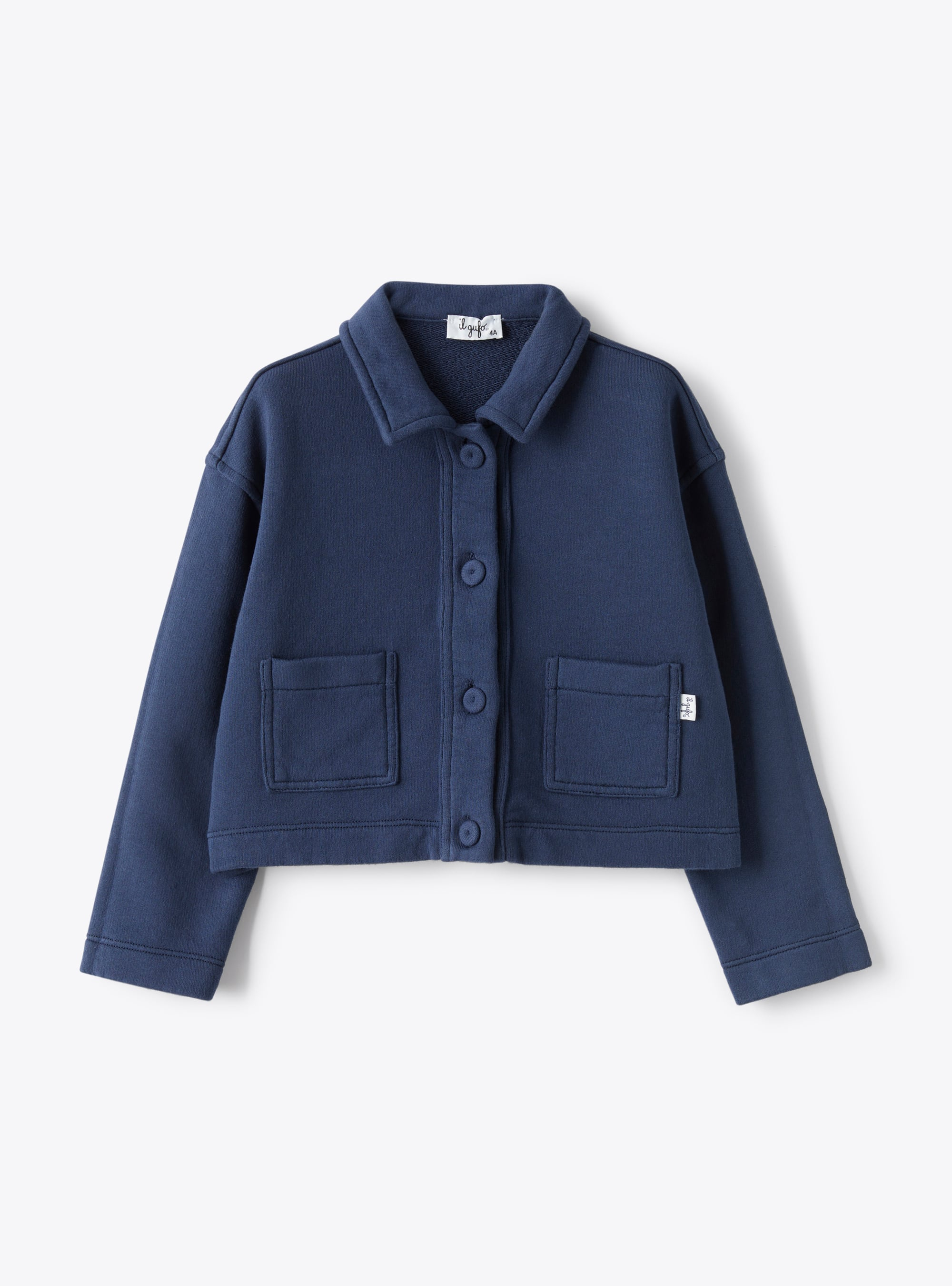 Garment-dyed blue fleece jacket - Blue | Il Gufo