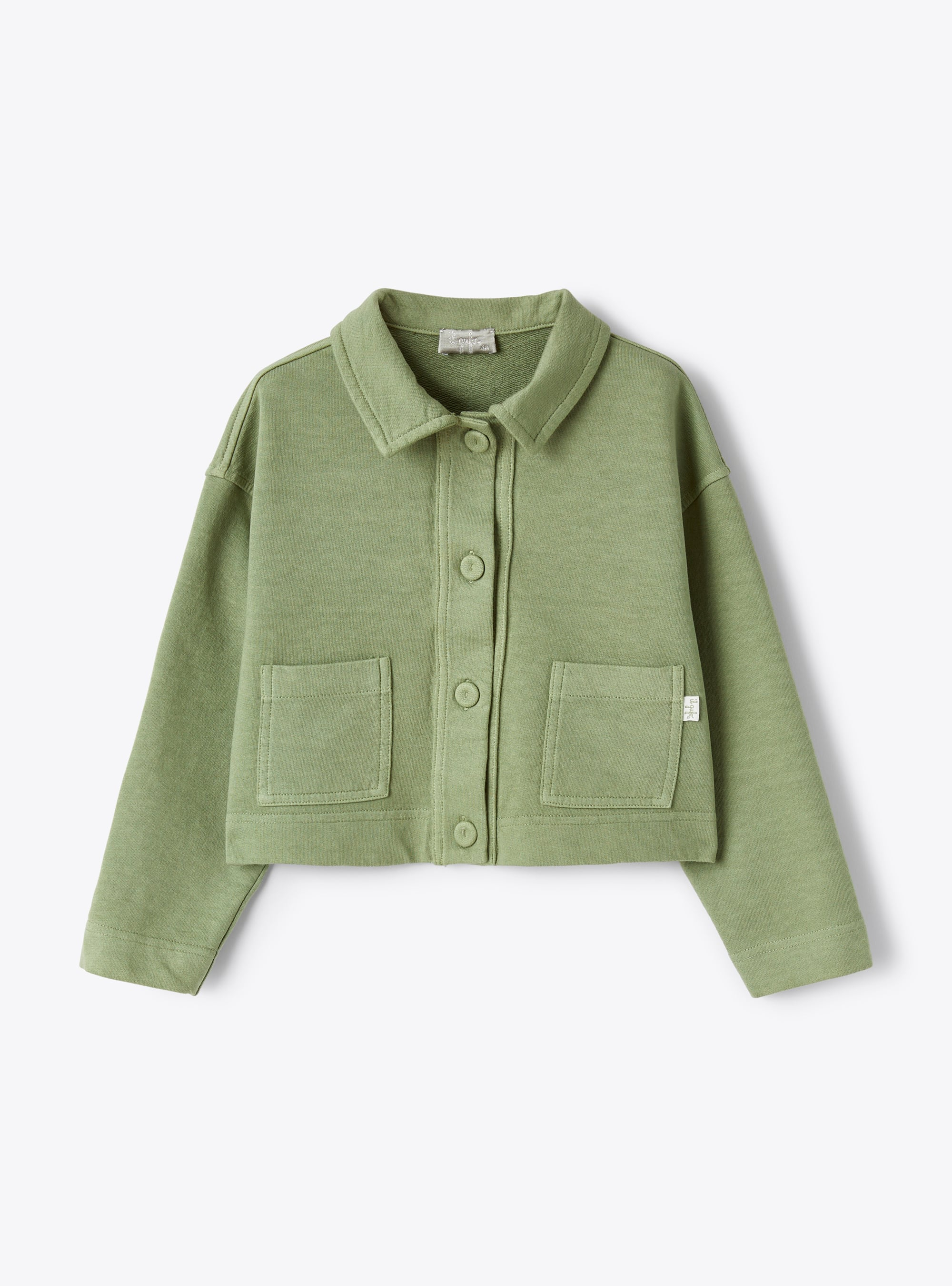 Jacket in sage-green garment-dyed fleece - Sweatshirts - Il Gufo
