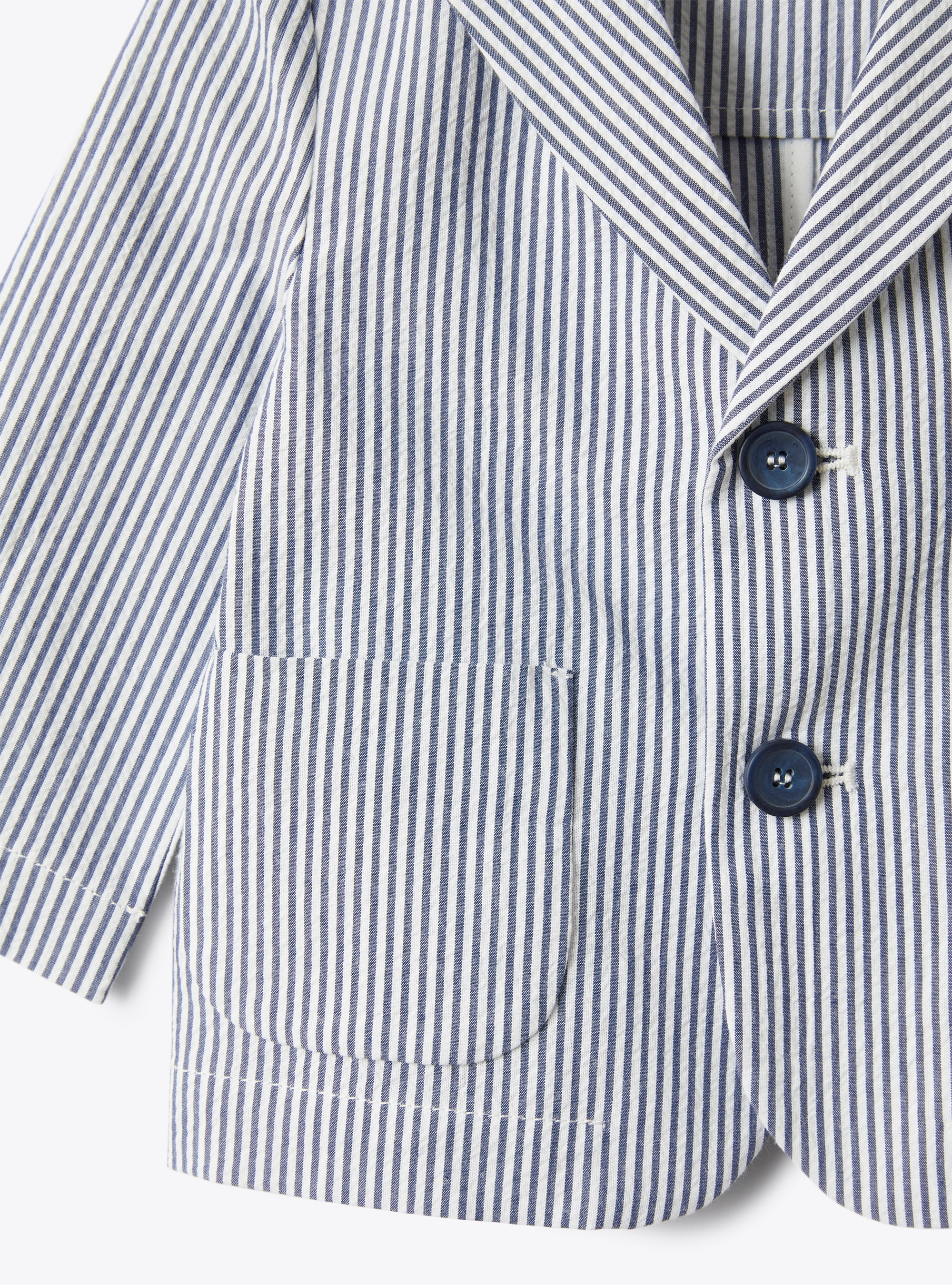 Blazer for baby boys in blue-&-white striped seersucker - Blue | Il Gufo