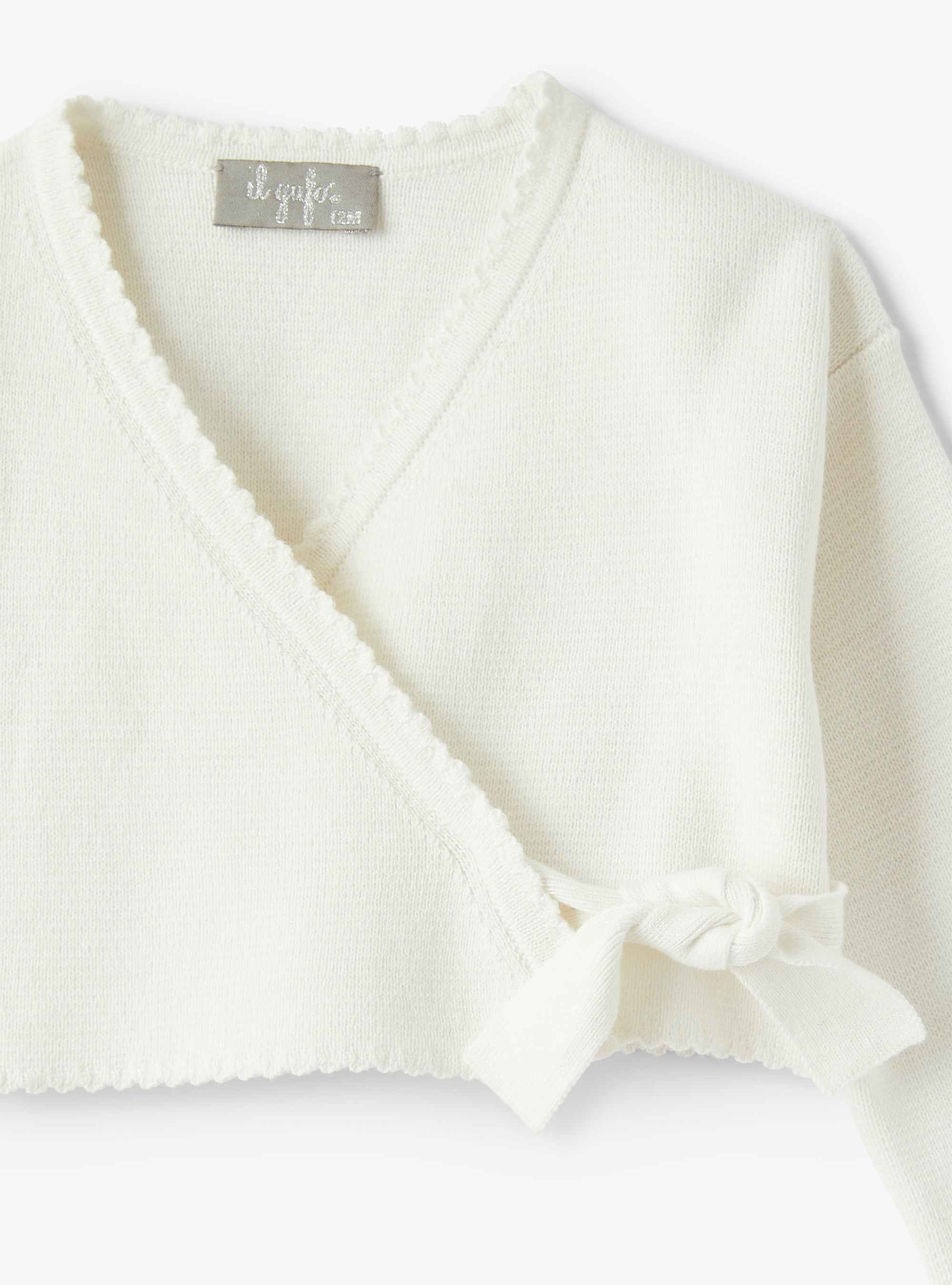 Double-breasted organic cotton cardigan - White | Il Gufo