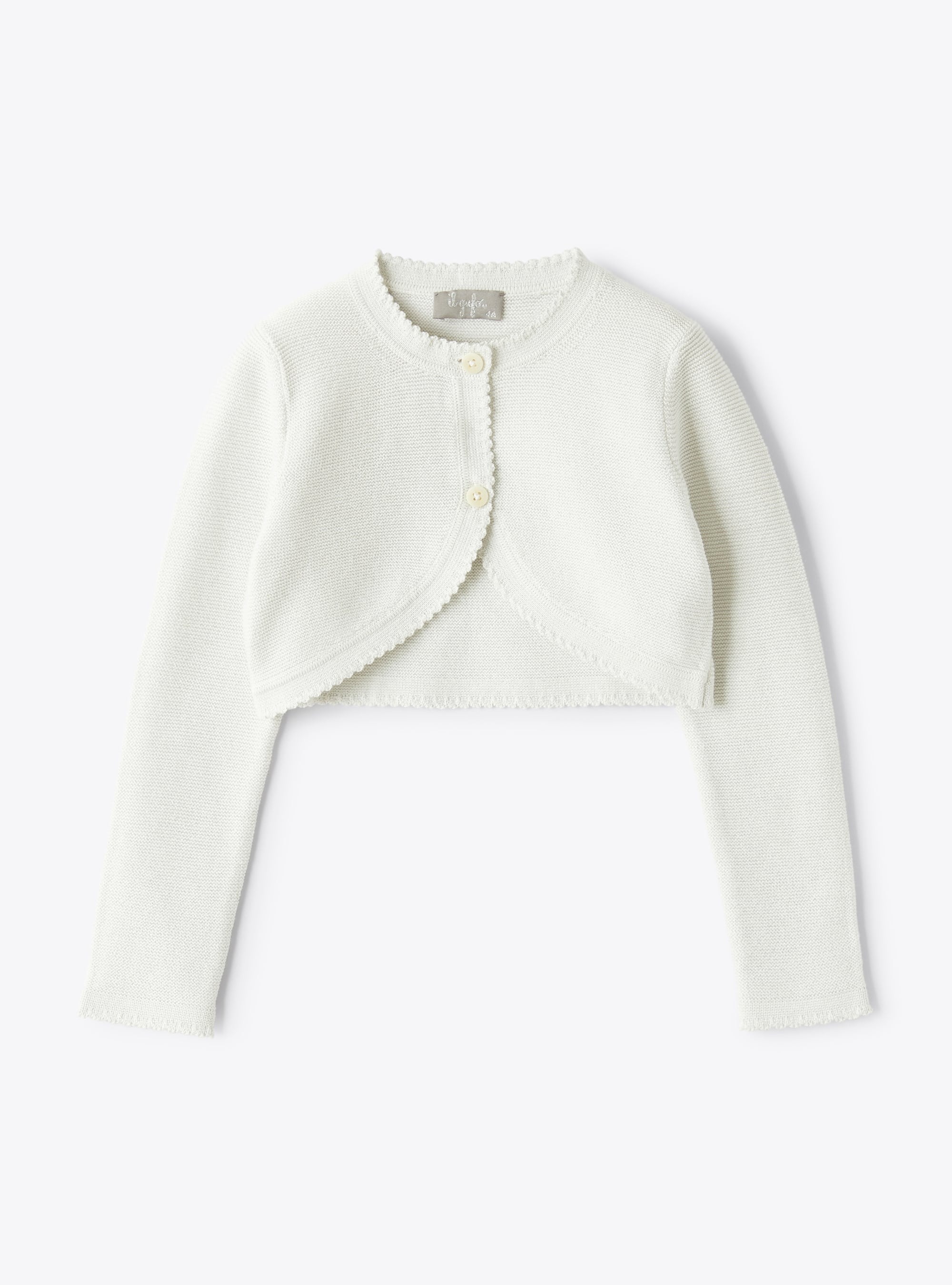 Tricot-knit cardigan in organic white cotton with lurex - White | Il Gufo