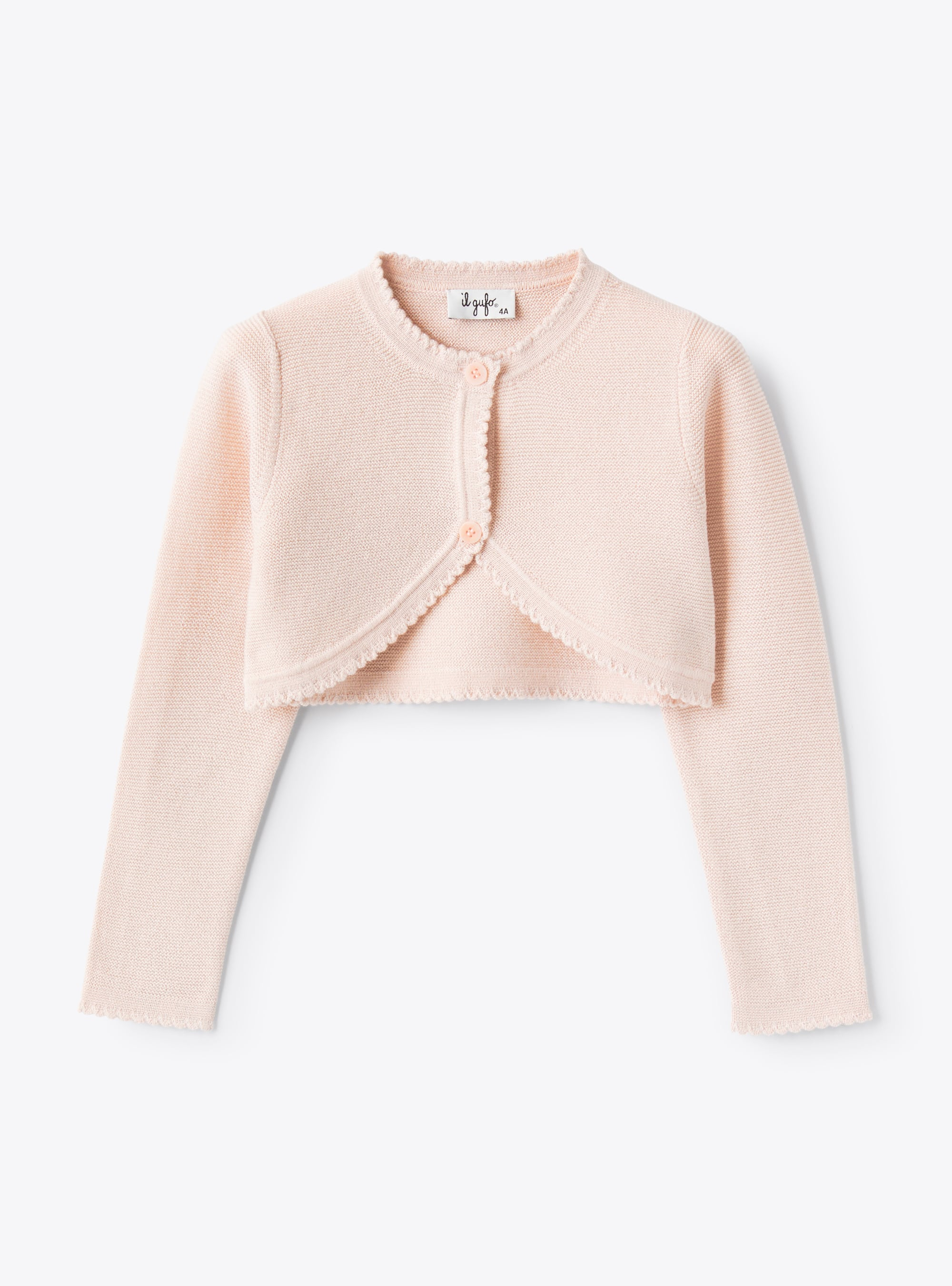 Tricot-knit cardigan in organic frappé-pink cotton with lurex - Sweaters - Il Gufo
