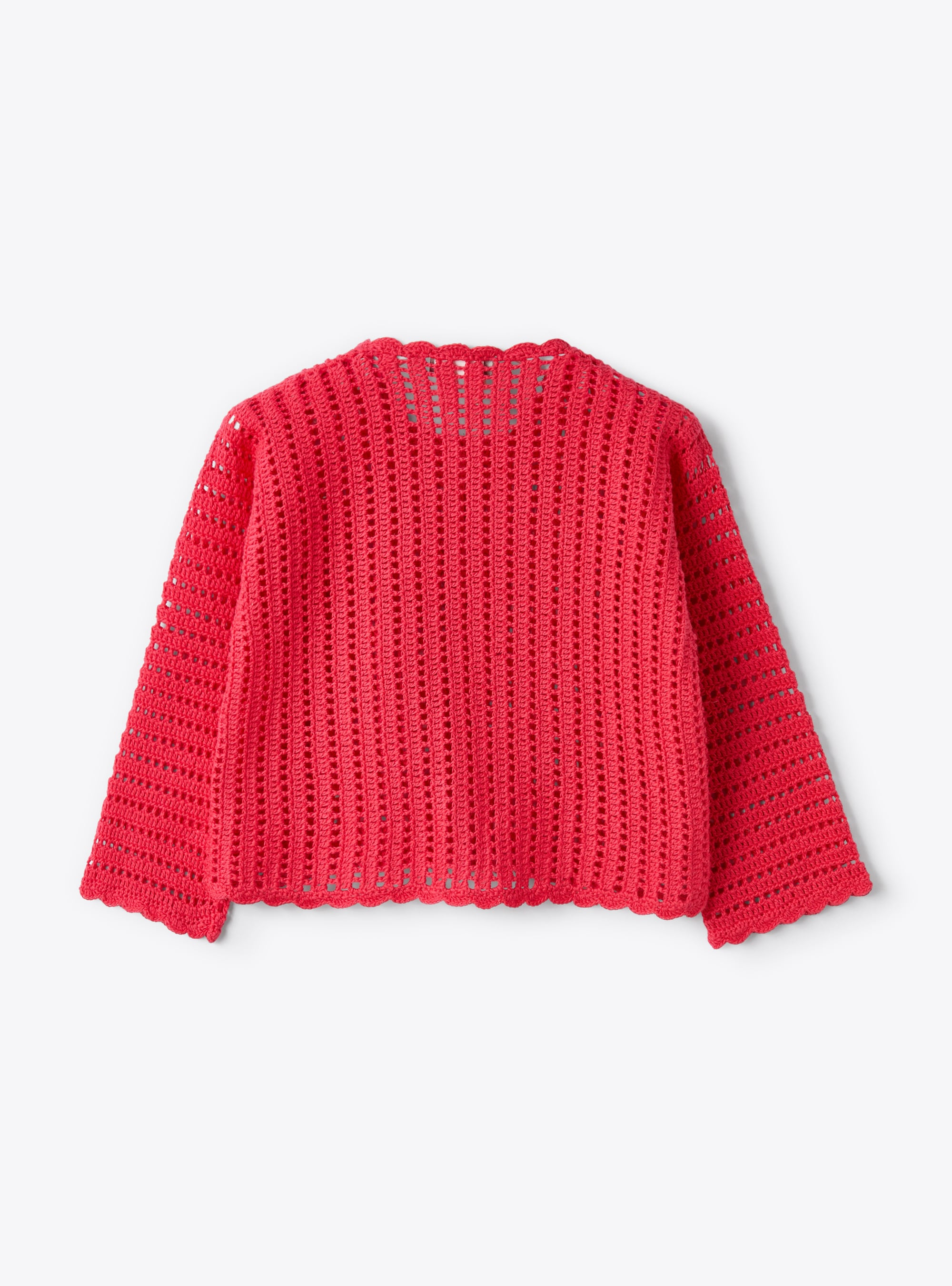 Crocheted cardigan in fuchsia-pink organic cotton  - Fuchsia | Il Gufo