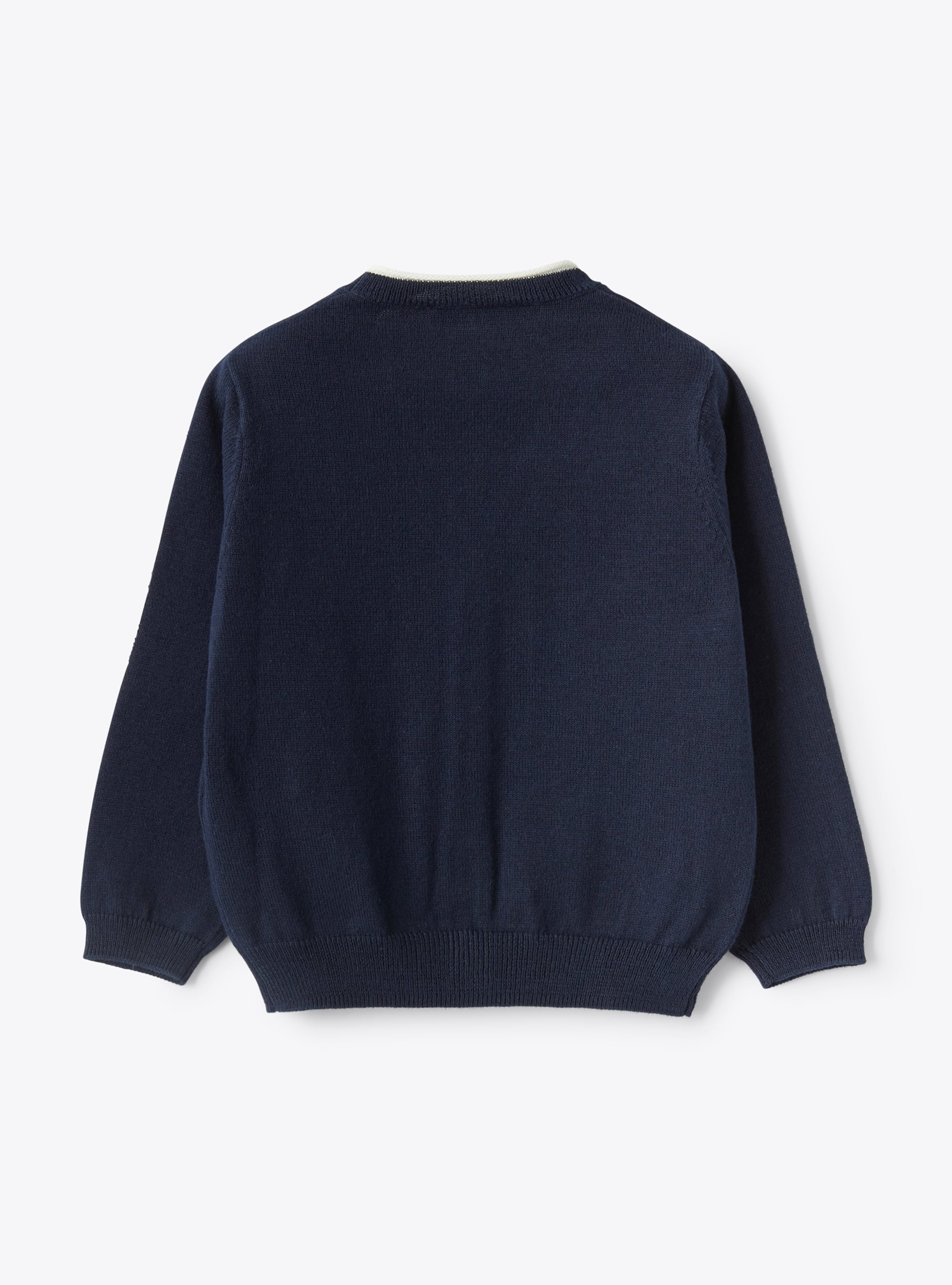 Cardigan in organic cotton with contrasting piping - Blue | Il Gufo