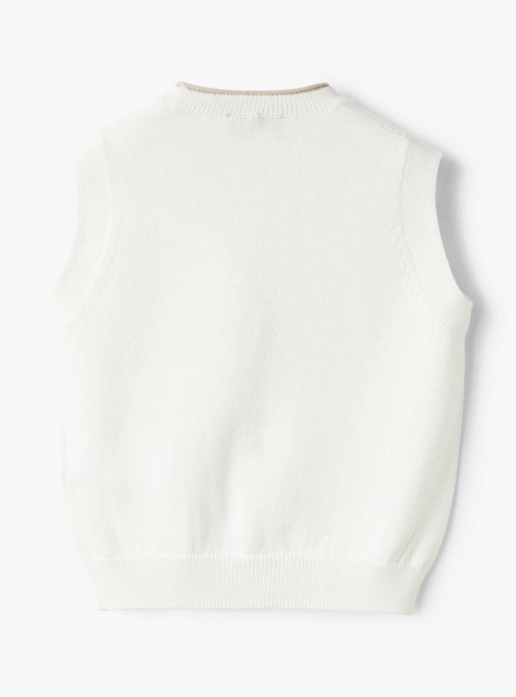 Gilet tricot in cotone organico con profilo a contrasto - Bianco | Il Gufo