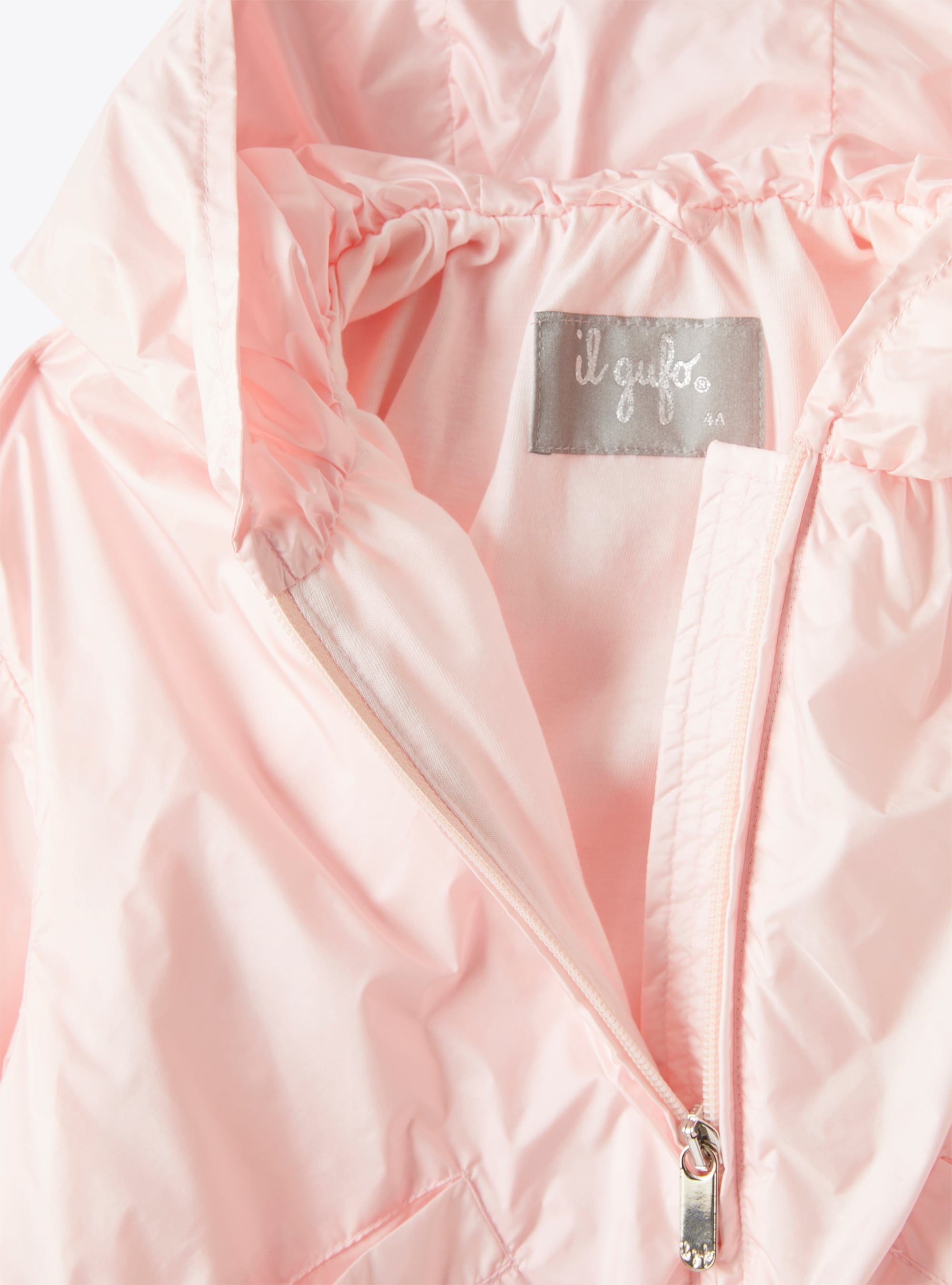 Жемчужно-розовая куртка из пухонепроницаемого нейлона, с капюшоном - Роза | Il Gufo