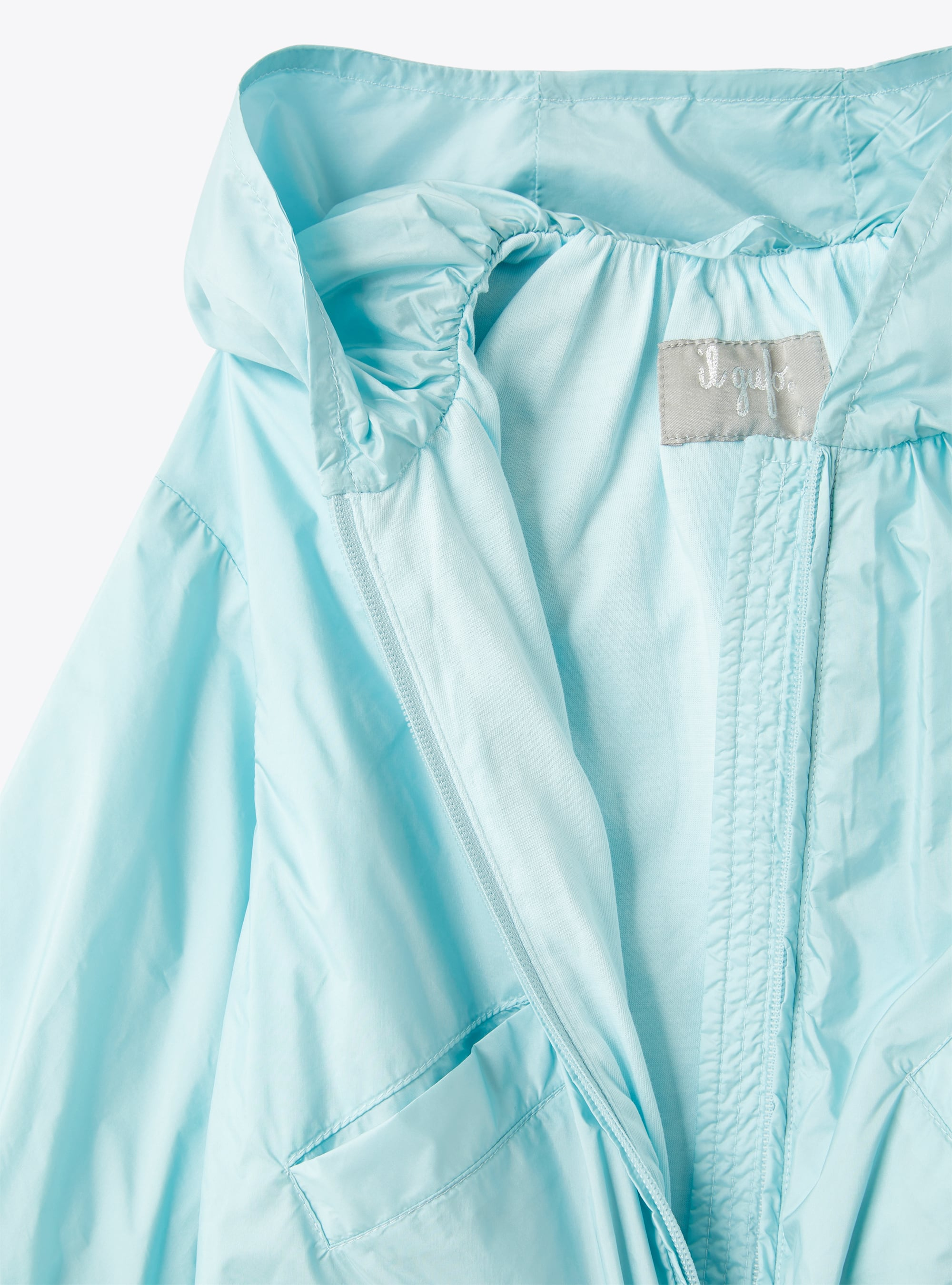 Giacca con cappuccio in nylon downproof color acqua - Marrone | Il Gufo