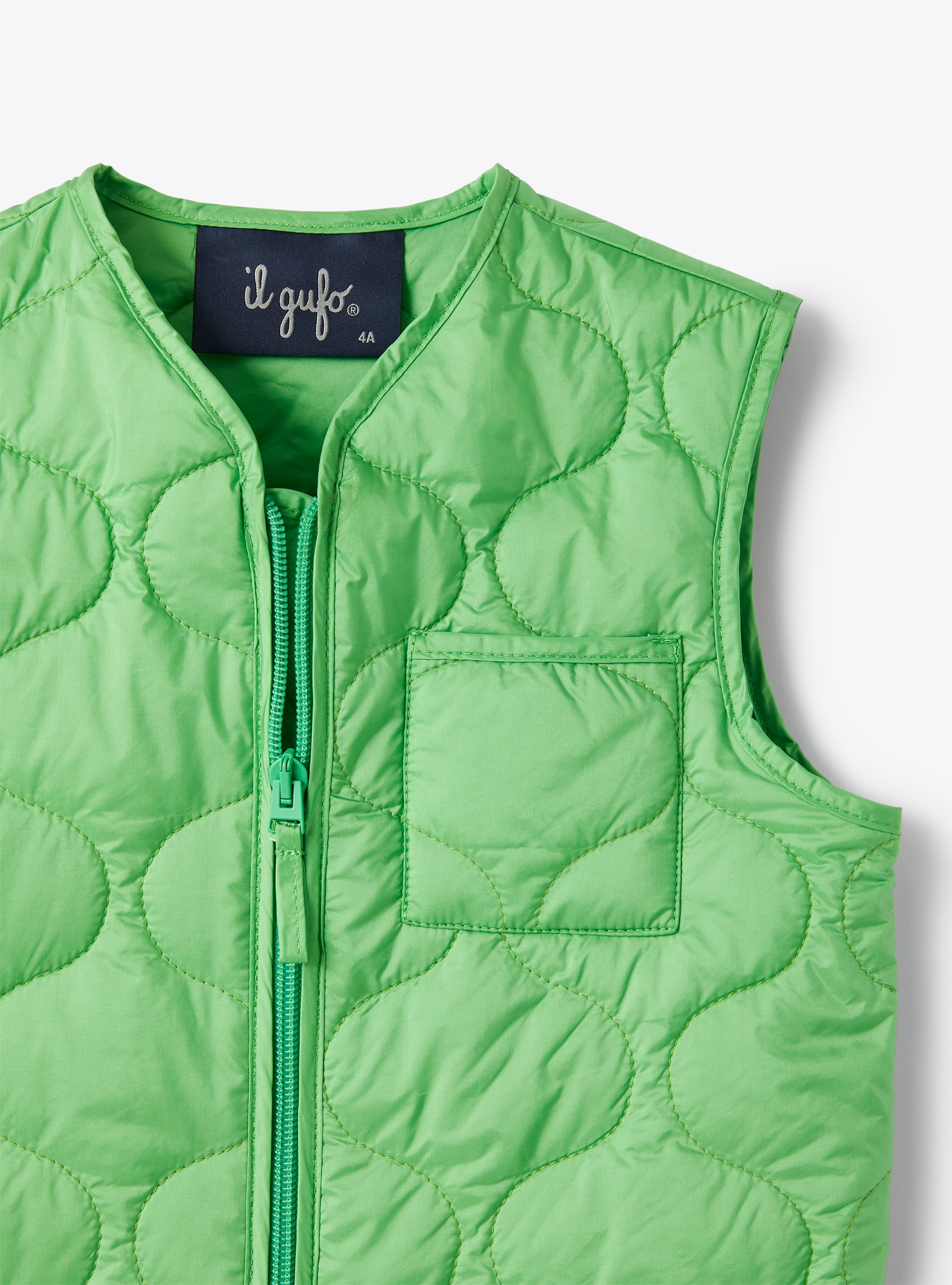Waistcoat in quilted downproof nylon - Green | Il Gufo