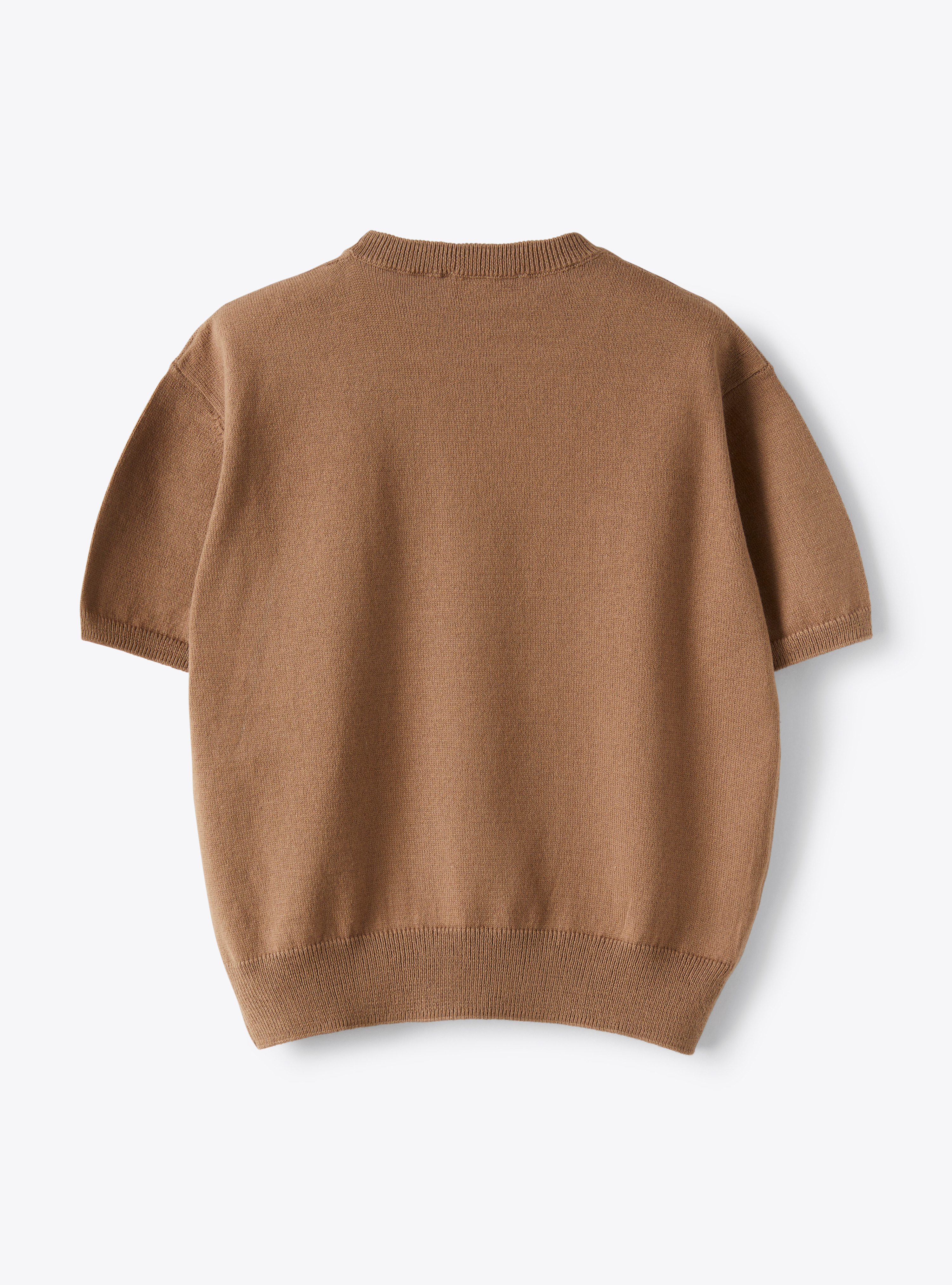 Short-sleeve unisex sweater in organic cotton  - Brown | Il Gufo
