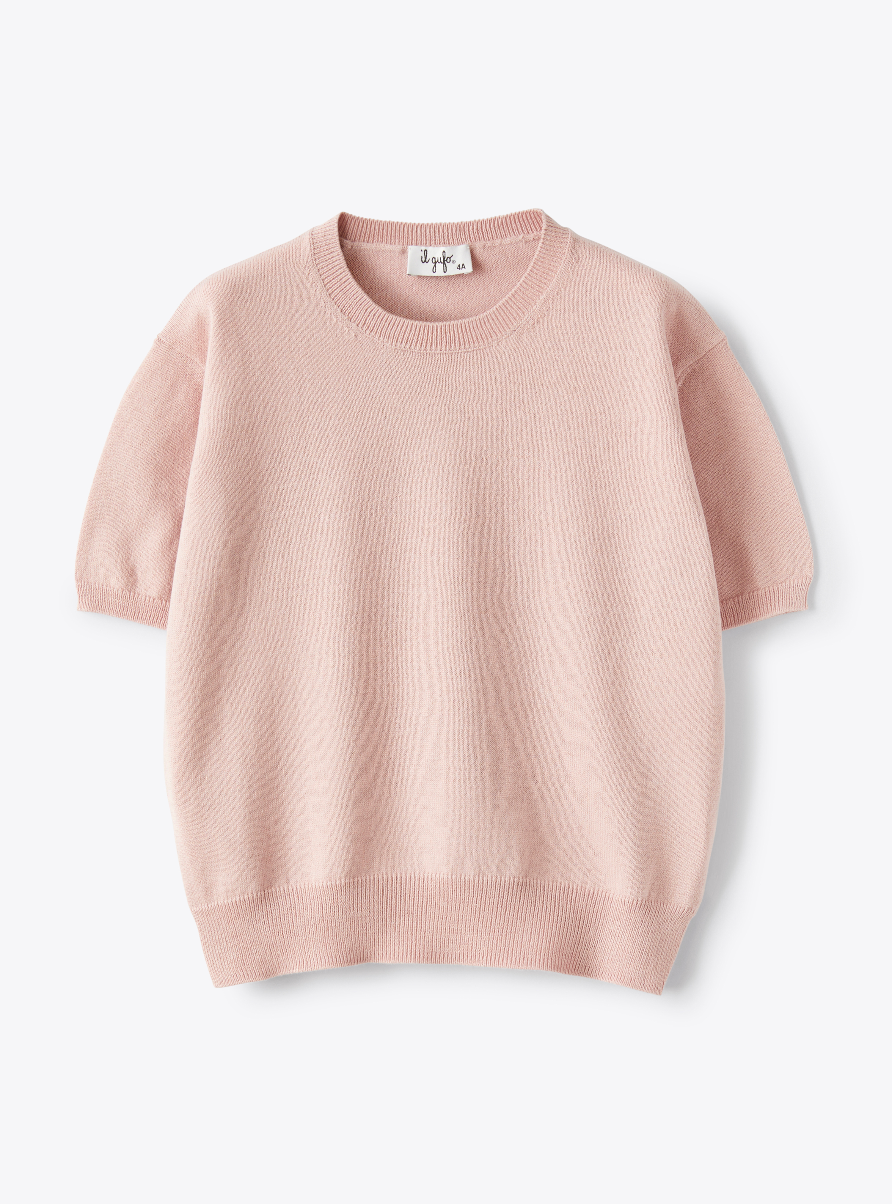 Short-sleeve unisex sweater in pepper-pink organic cotton - Pink | Il Gufo