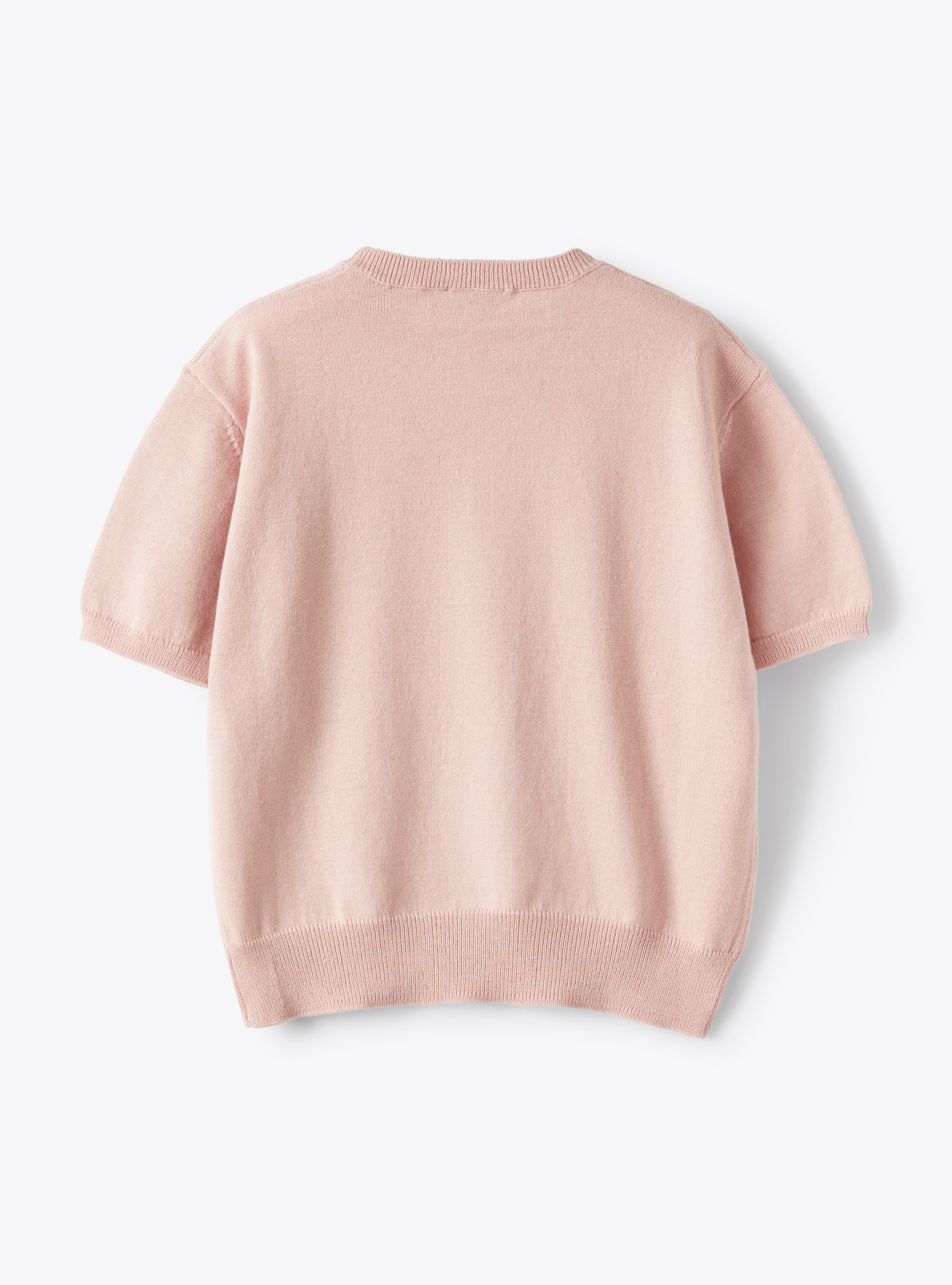Short-sleeve unisex sweater in pepper-pink organic cotton - Pink | Il Gufo