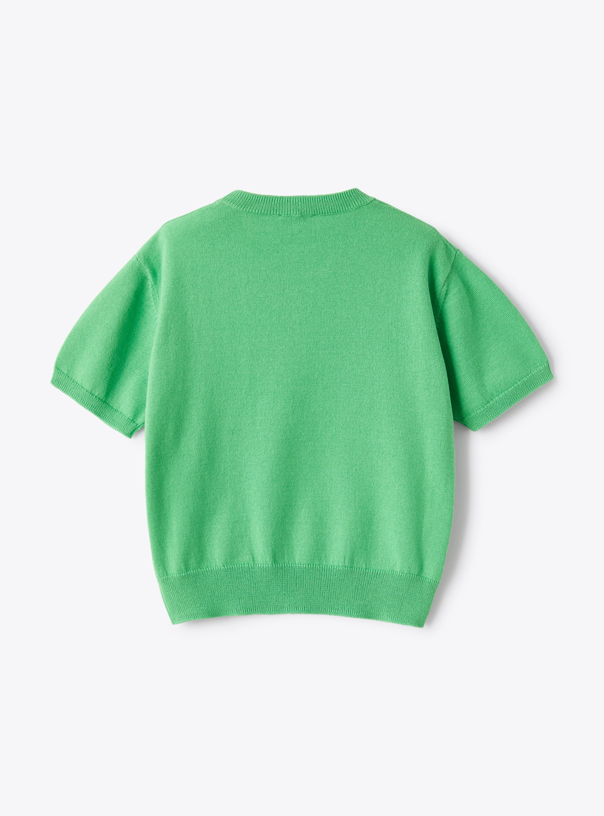 Short-sleeve unisex sweater in organic lime-green cotton - Green | Il Gufo