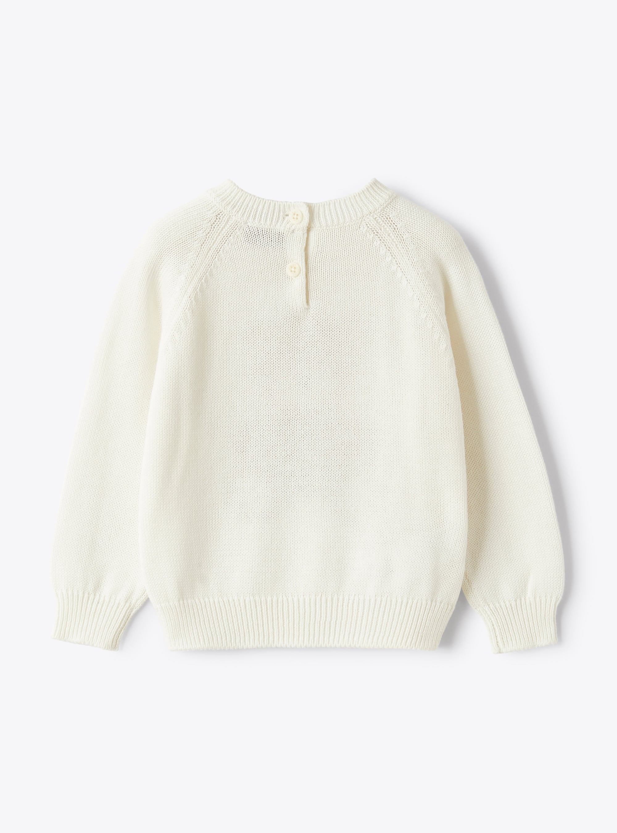 Round-neck sweater with jacquard teddy bear detail - White | Il Gufo