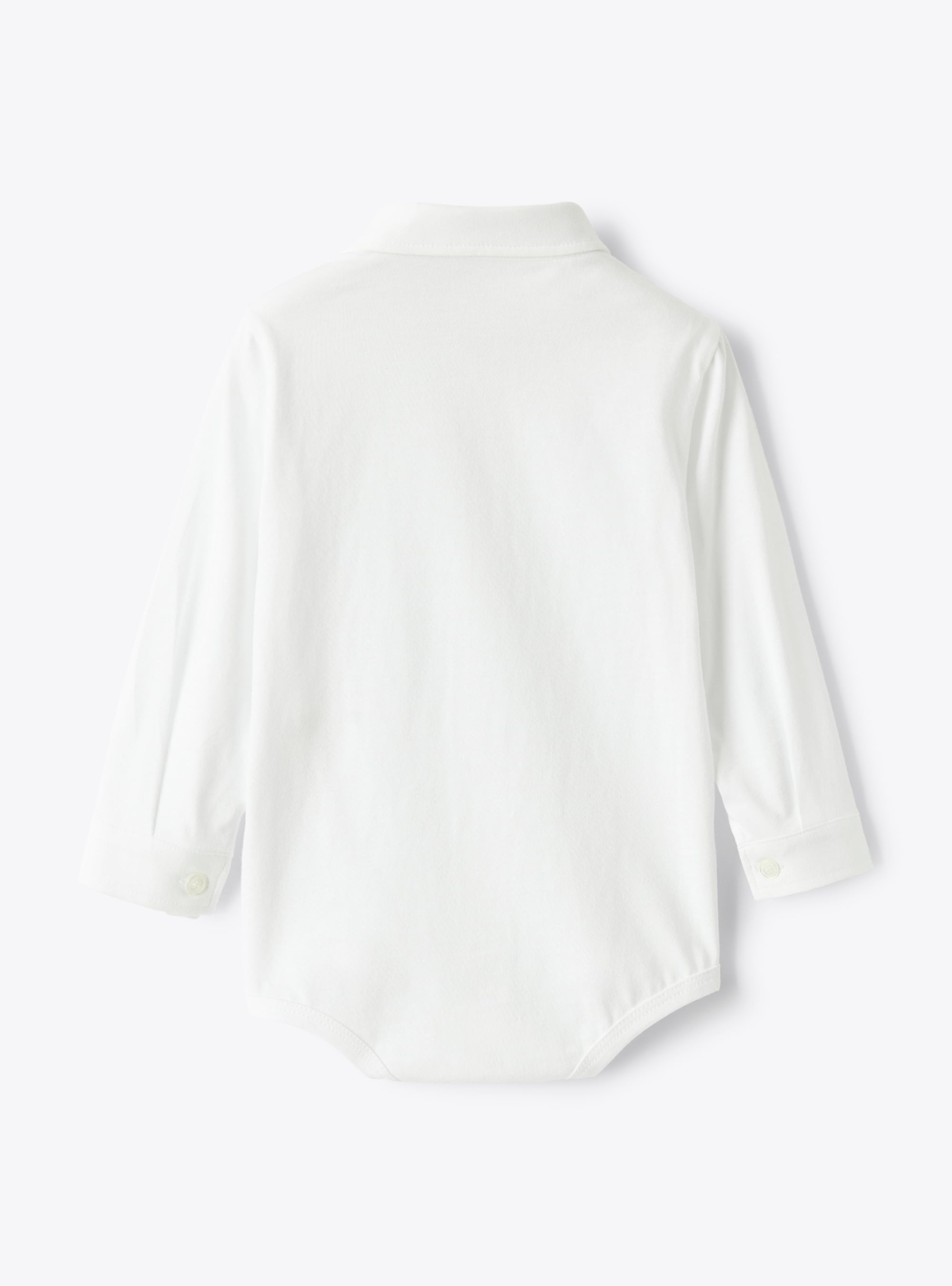 Shirt-style bodysuit in white cotton jersey - White | Il Gufo