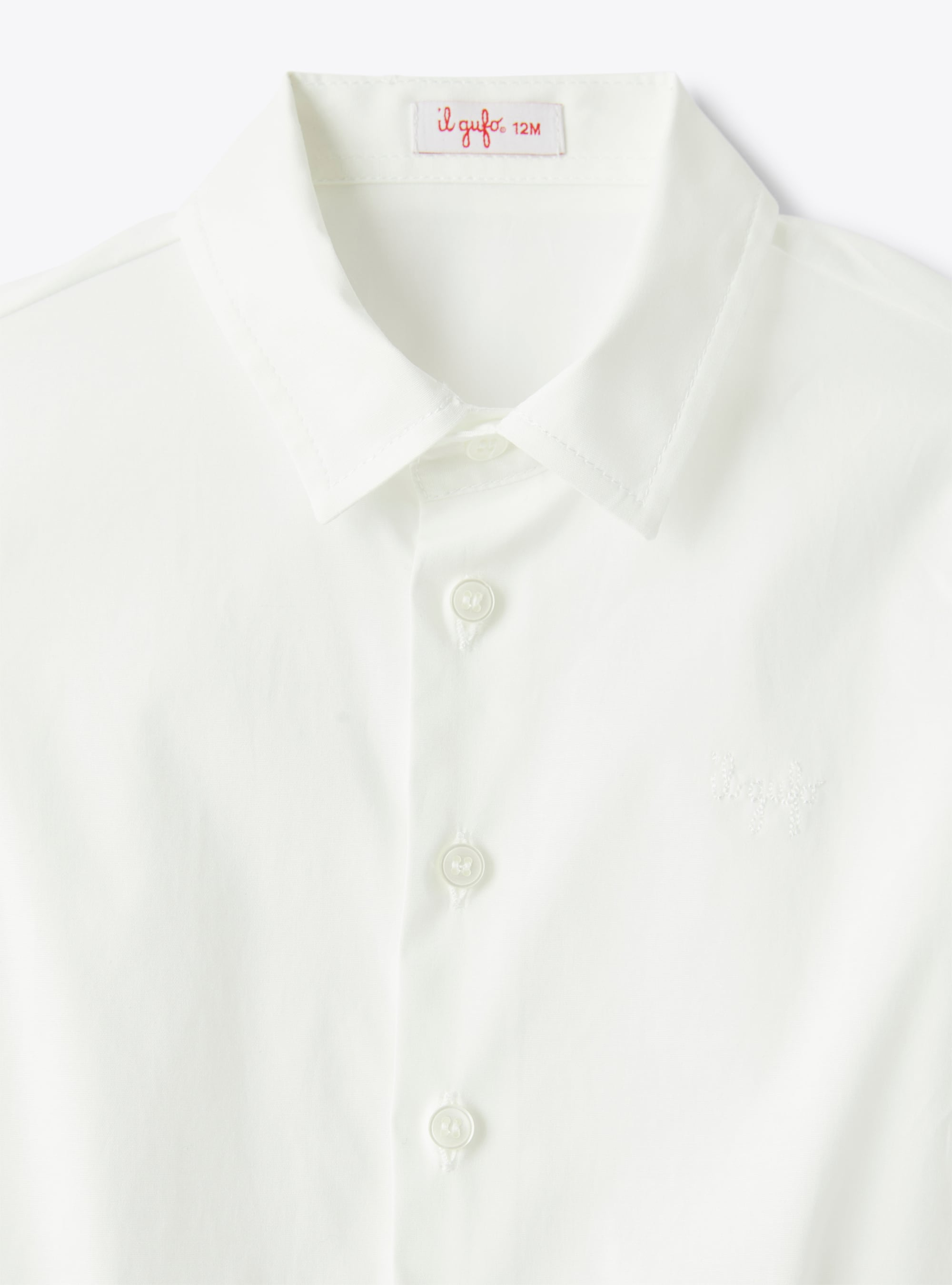 Body camicia in popeline stretch bianco - Bianco | Il Gufo