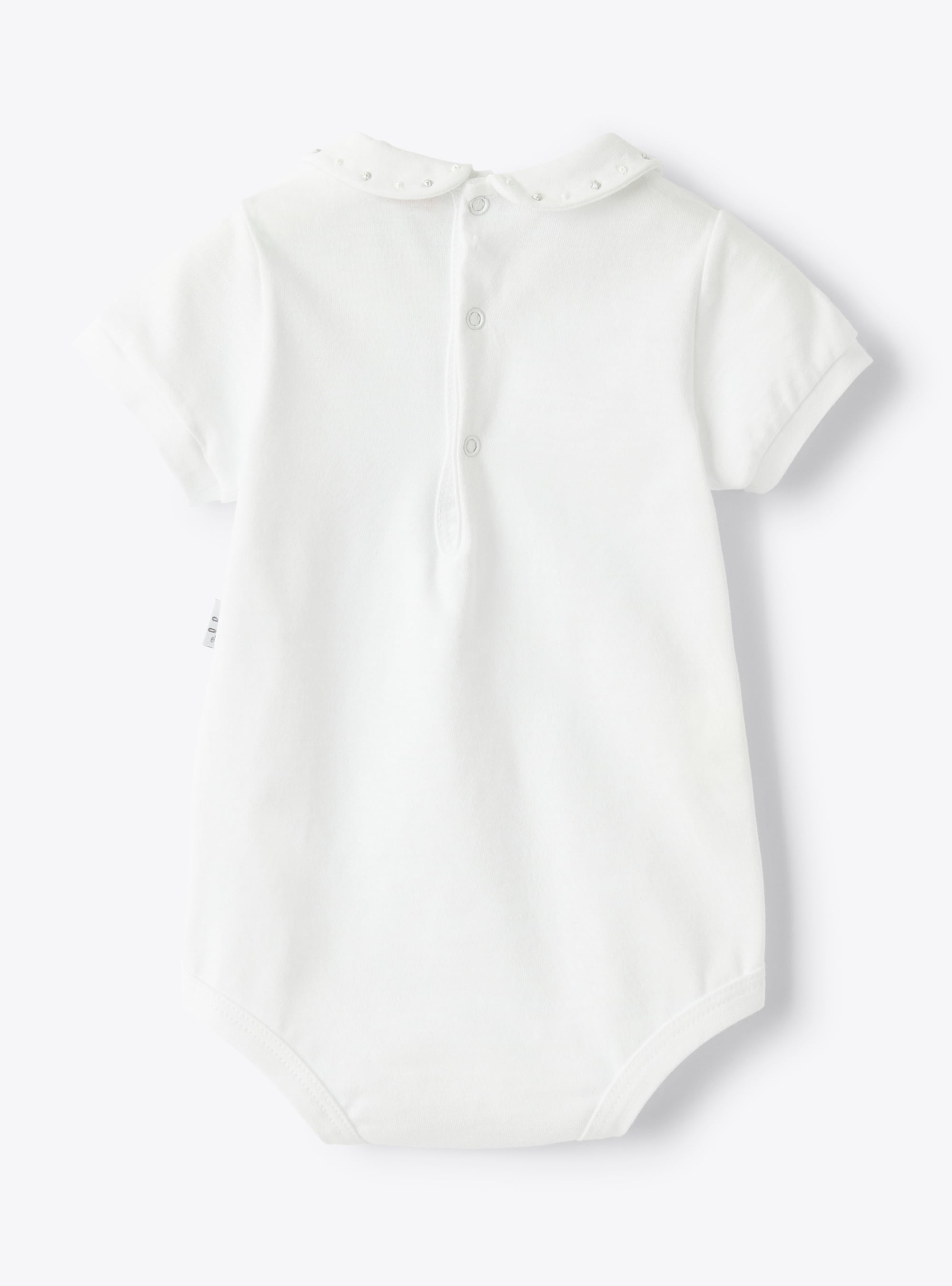 Body neonata in jersey bianco con ricamo - Grigio | Il Gufo