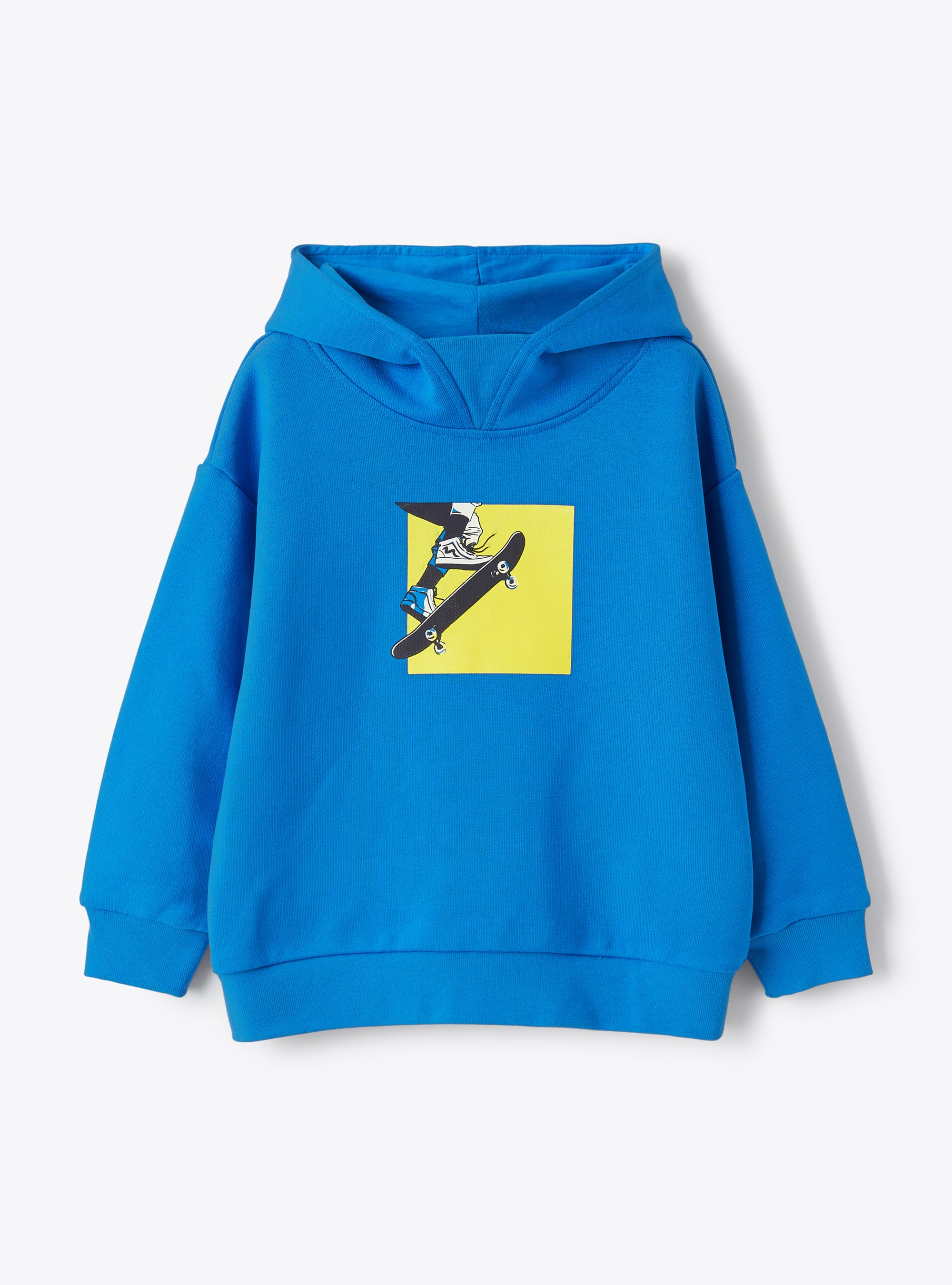 Hooded sweatshirt with skater print design - Blue | Il Gufo