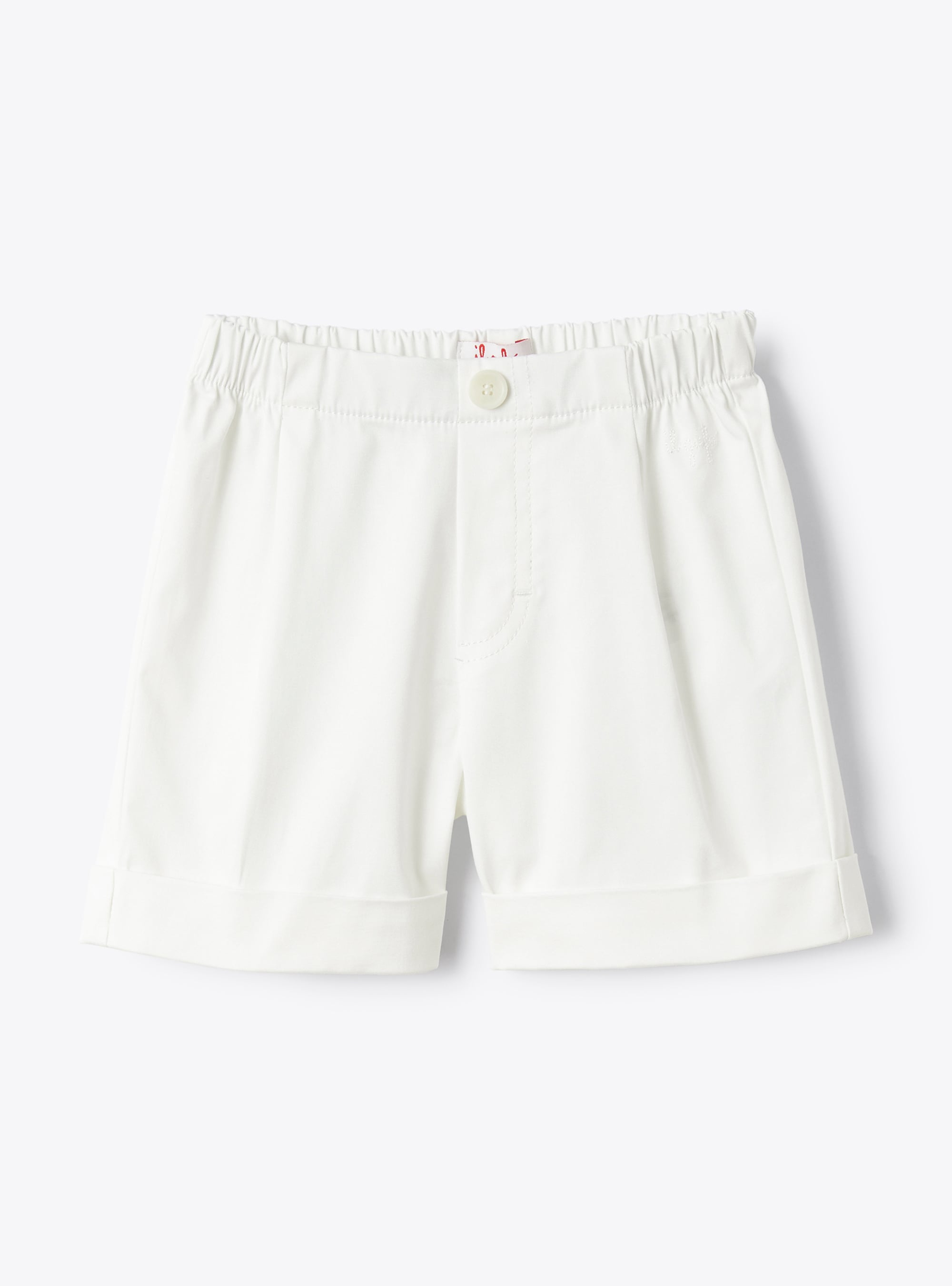 Bermuda shorts for baby boys in white stretch gabardine - Trousers - Il Gufo