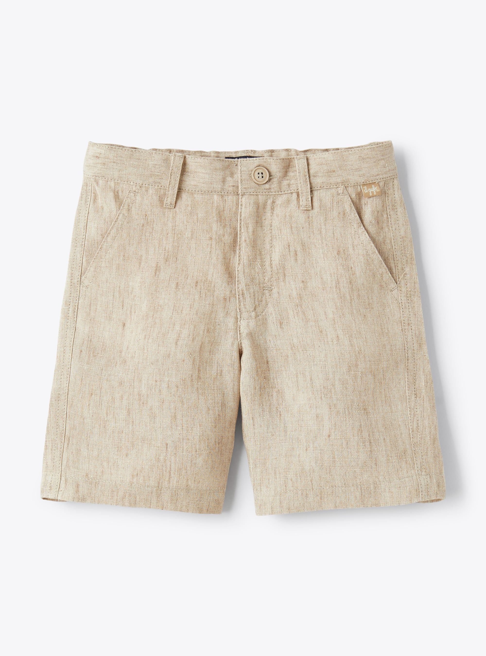 Bermuda shorts in beige-mélange linen  - Trousers - Il Gufo