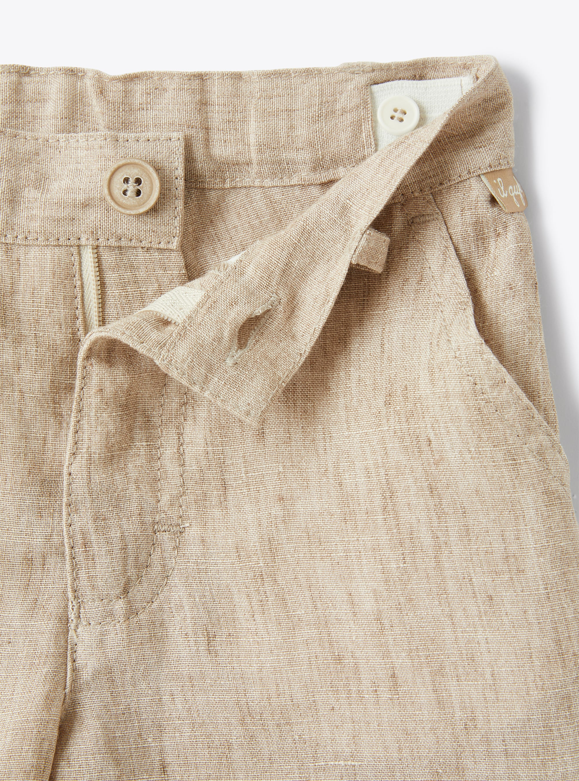 Bermuda shorts in beige-mélange linen  - Brown | Il Gufo