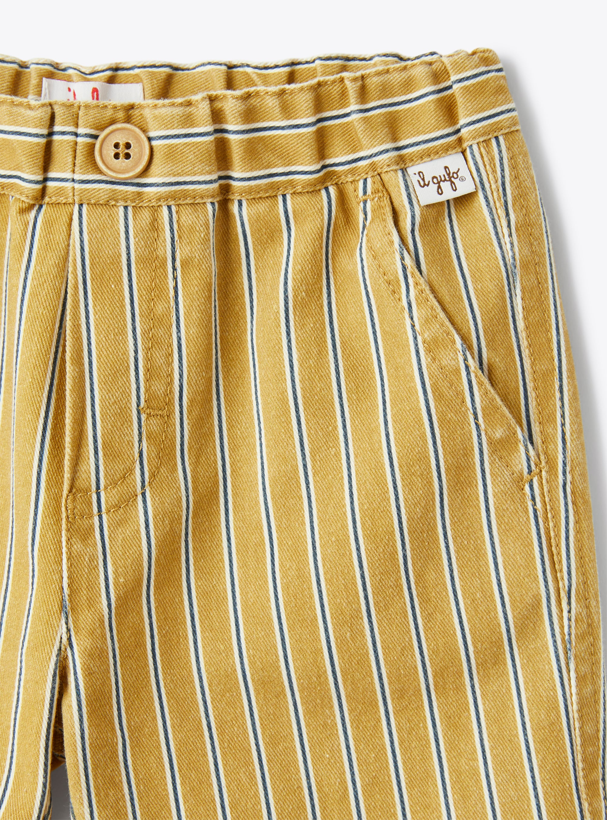 Bermuda shorts for baby boys in striped canvas - Brown | Il Gufo