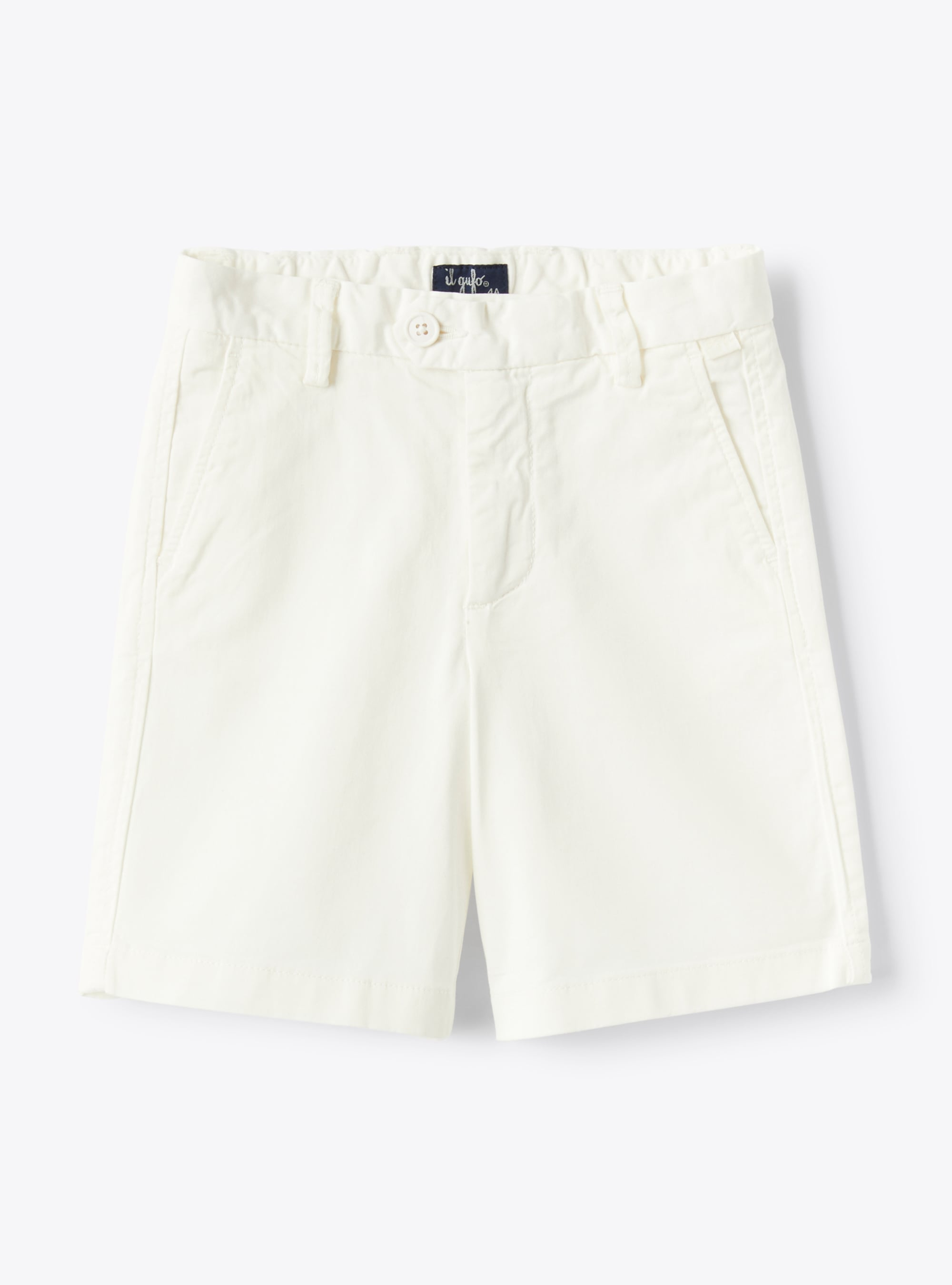 Bermuda en gabardine stretch couleur blanc lait - Pantalons - Il Gufo