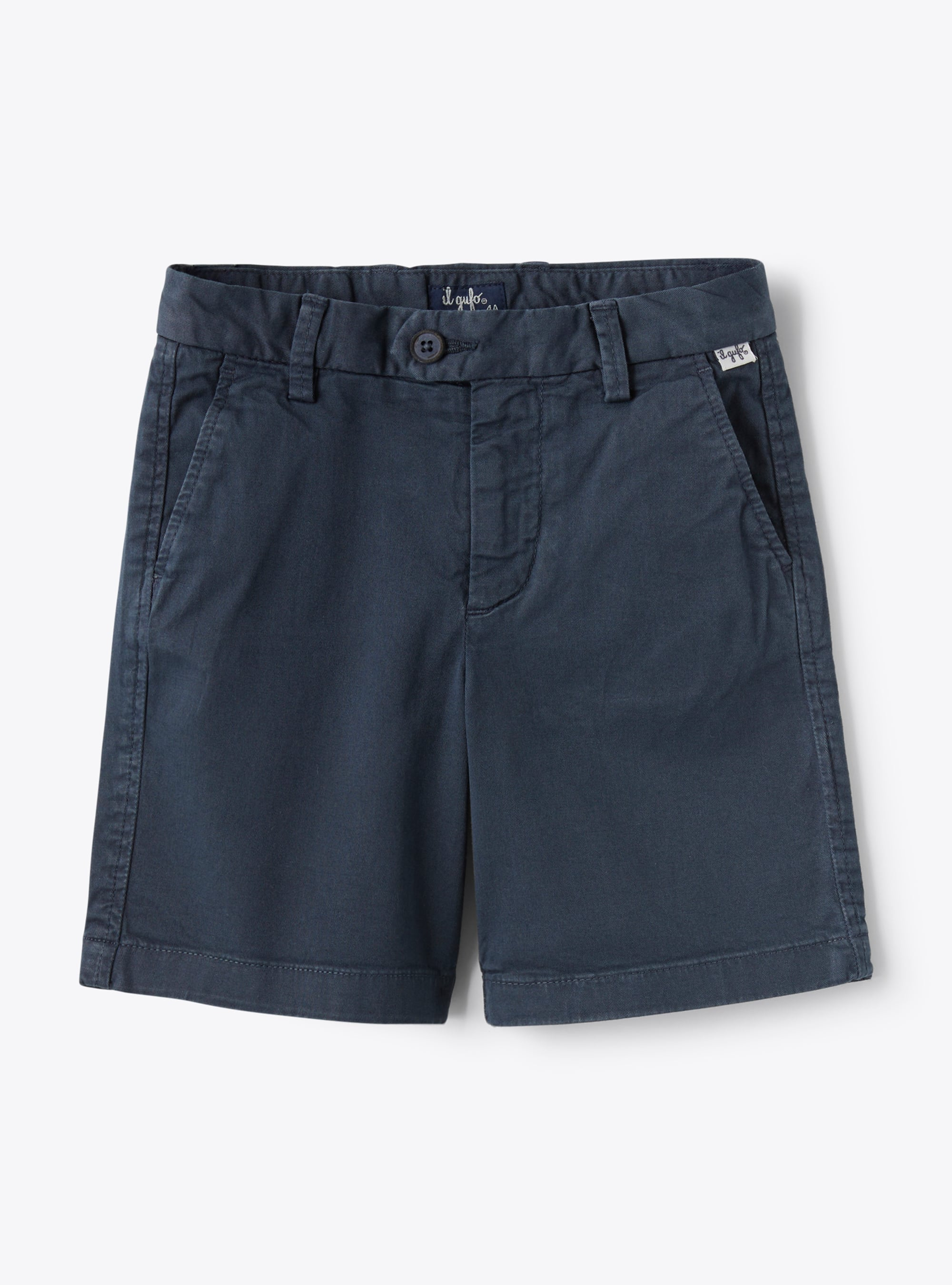 Bermuda shorts in stretchy blue gabardine - Trousers - Il Gufo
