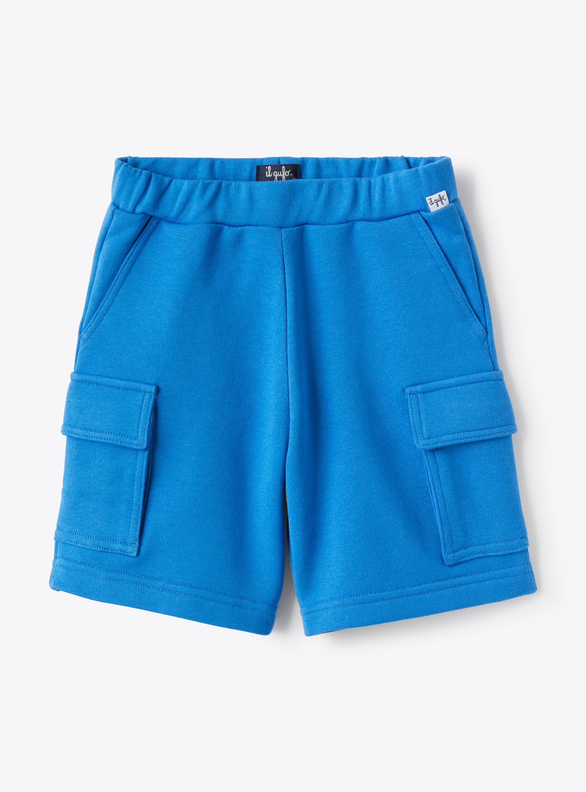 Cargo-style bermuda shorts in cobalt-blue fleece - Trousers - Il Gufo