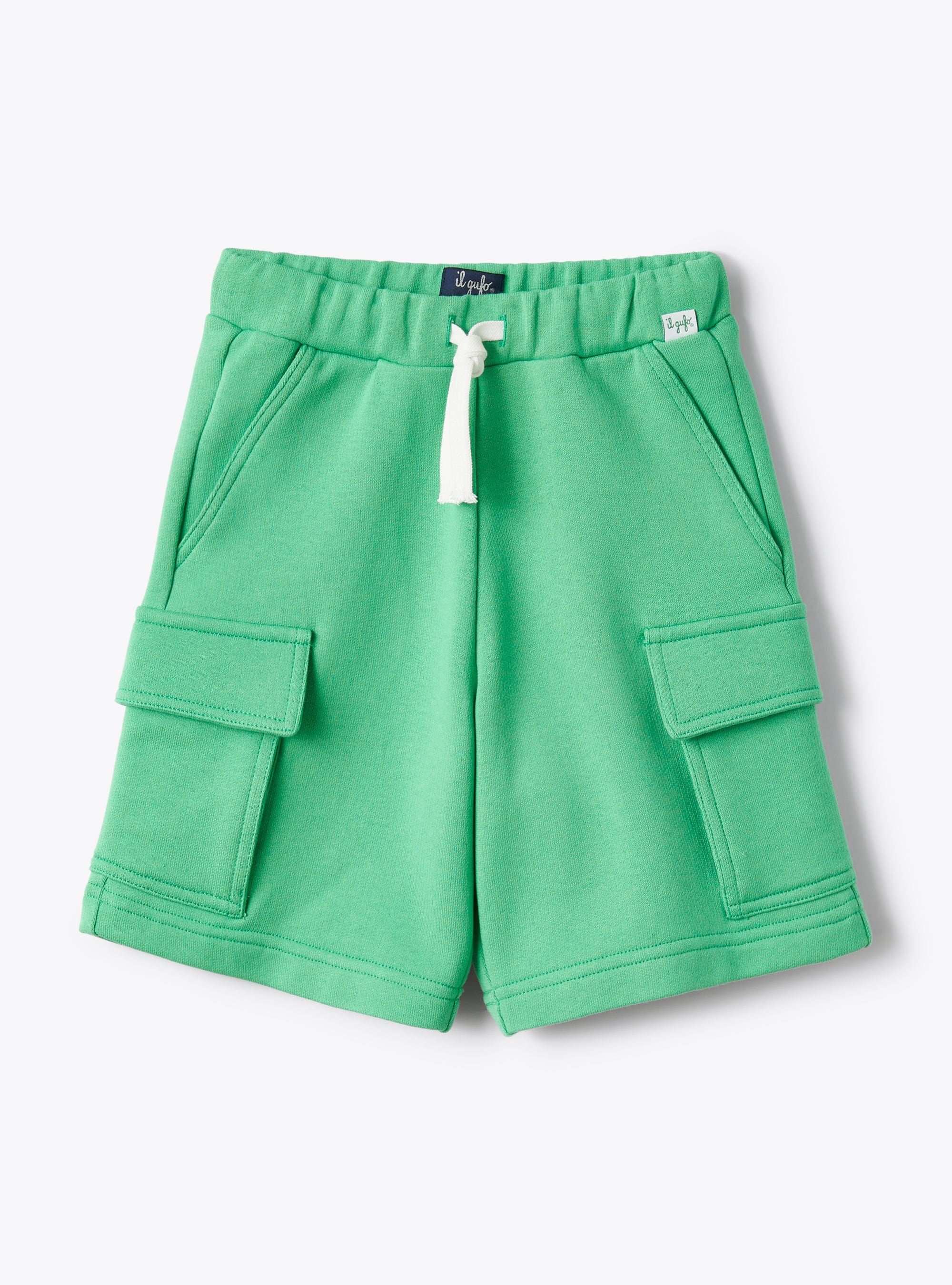 Cargo-style bermuda shorts in lime-green fleece - Trousers - Il Gufo