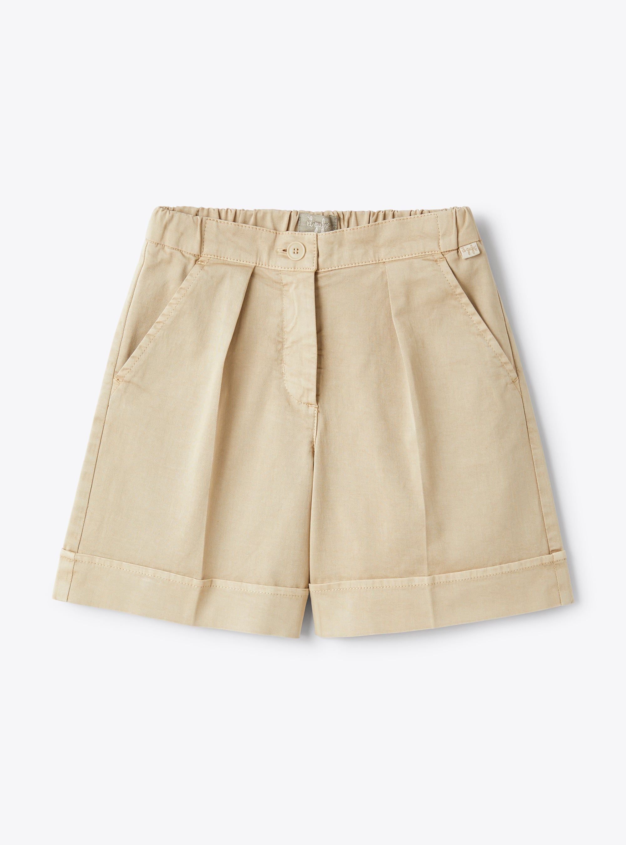 Bermuda shorts in oatmeal-coloured stretch gabardine - Trousers - Il Gufo