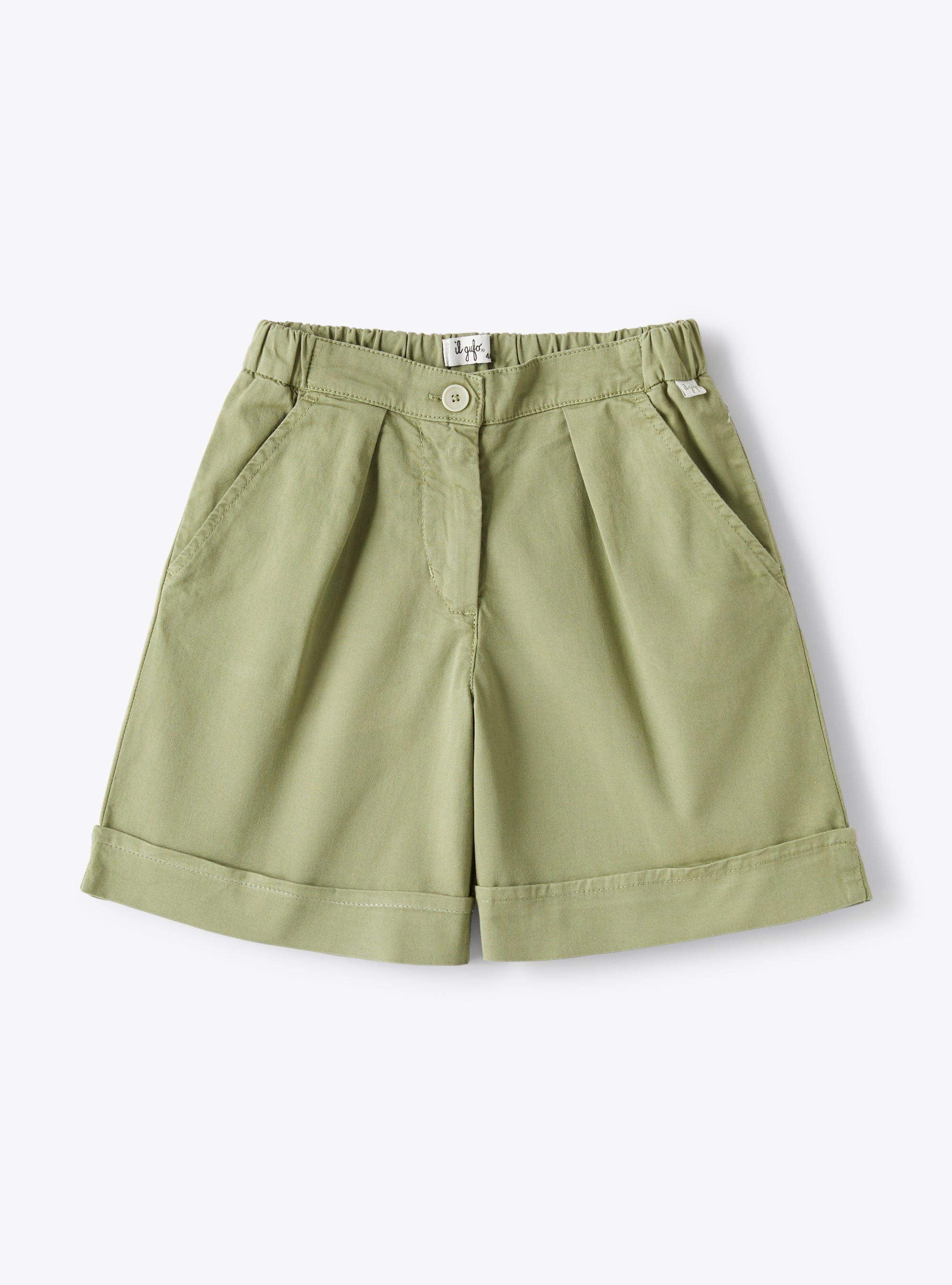 Bermuda en gabardine stretch couleur vert sauge - Pantalons - Il Gufo