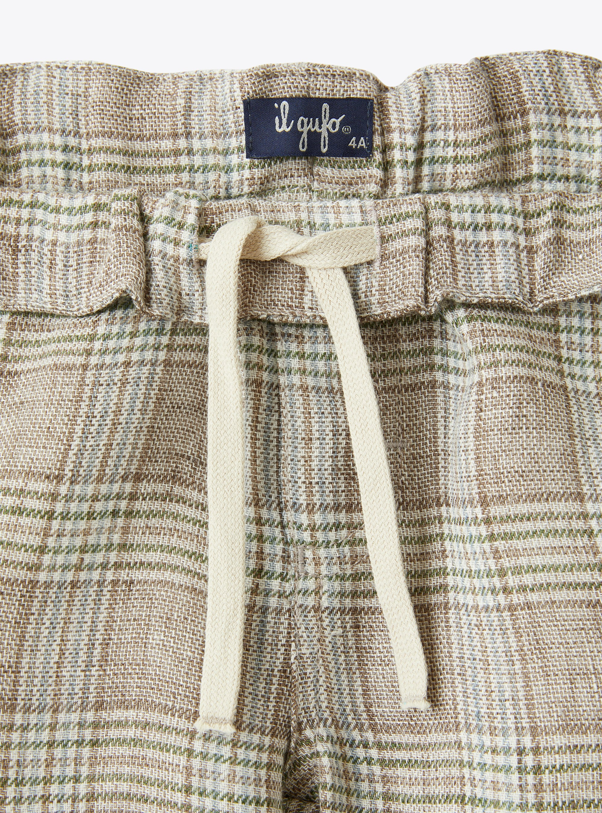 Bermuda shorts in mélange Glen-checked linen - Brown | Il Gufo