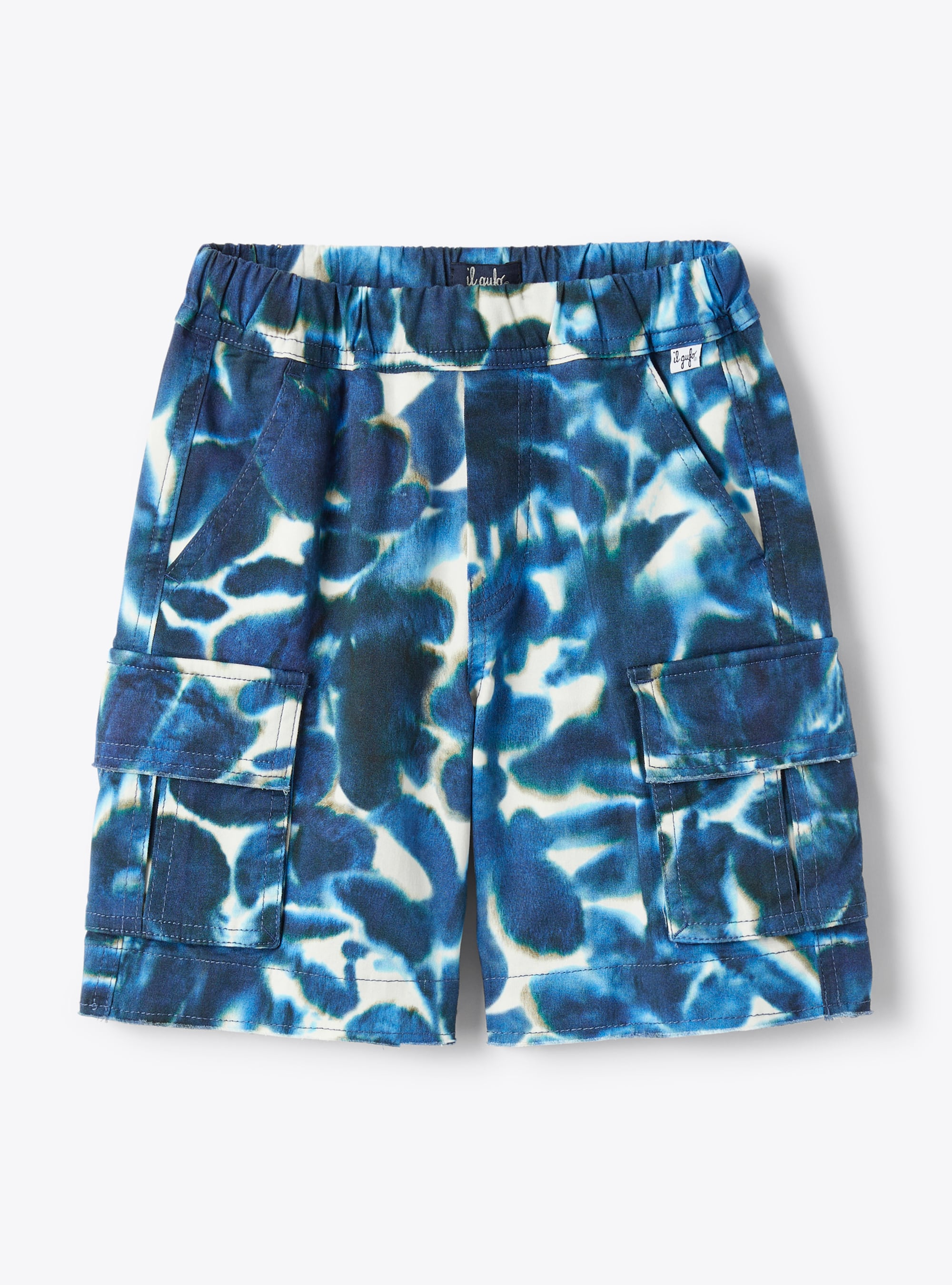 Cargo-style bermuda shorts in a blue tie-dye pattern - Trousers - Il Gufo